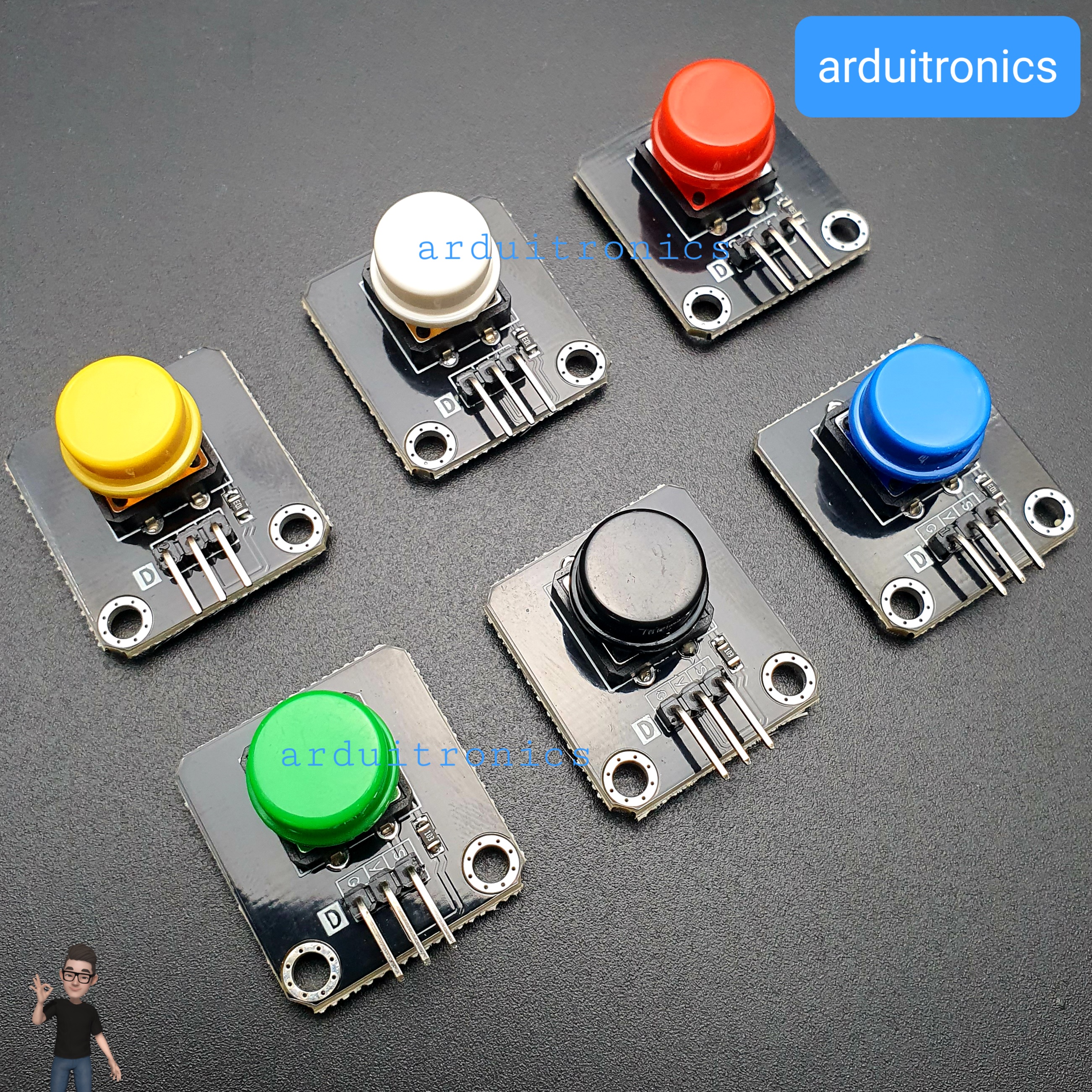 6 สี โมดูลสวิตช์กดติด/ปล่อยดับ Button switch module for Arduino