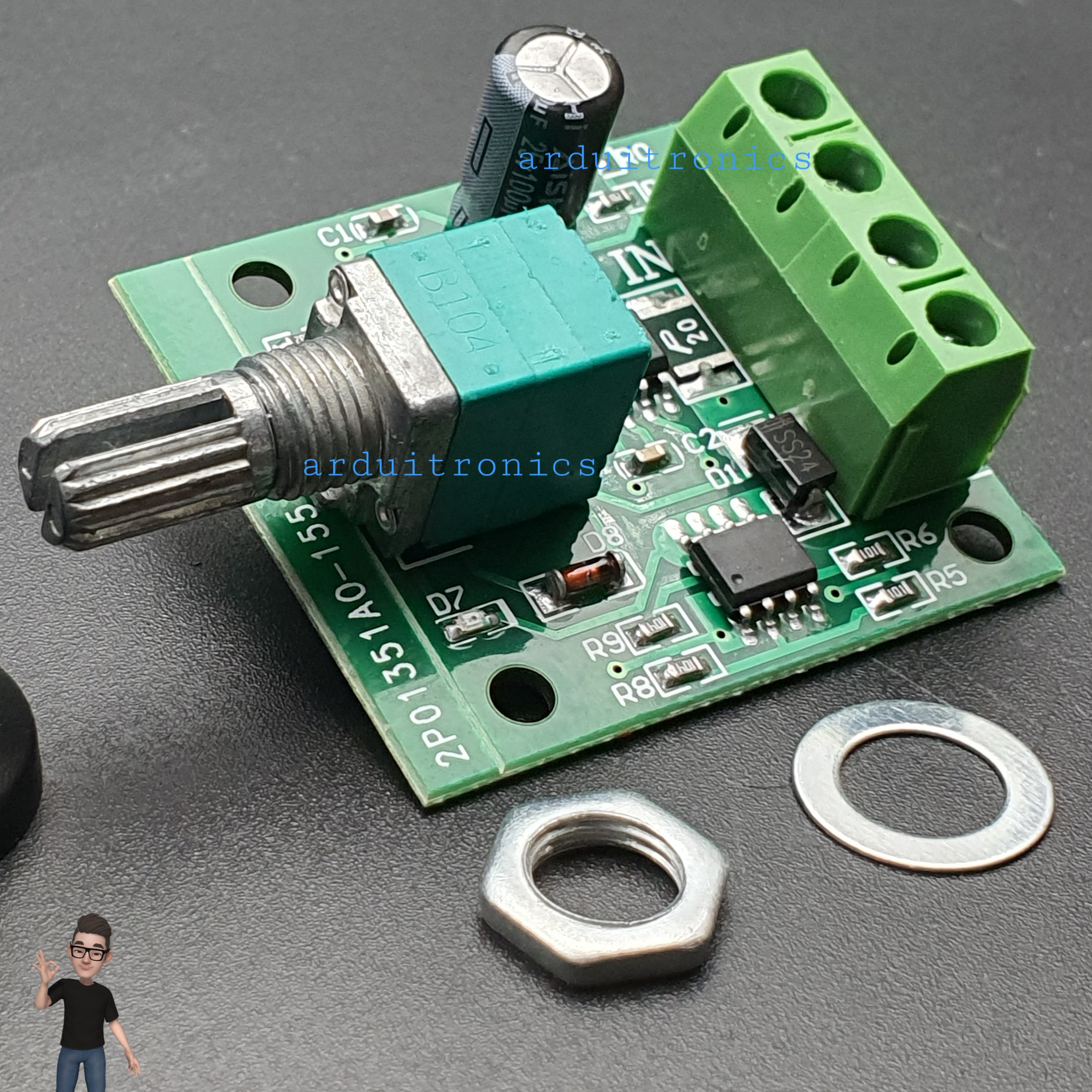 โมดูลขับมอเตอร์ ควบคุมความเร็ว DC Motor Speed Controller PWM 1803BK 1.8-12V กระแสสูงสุด 2A