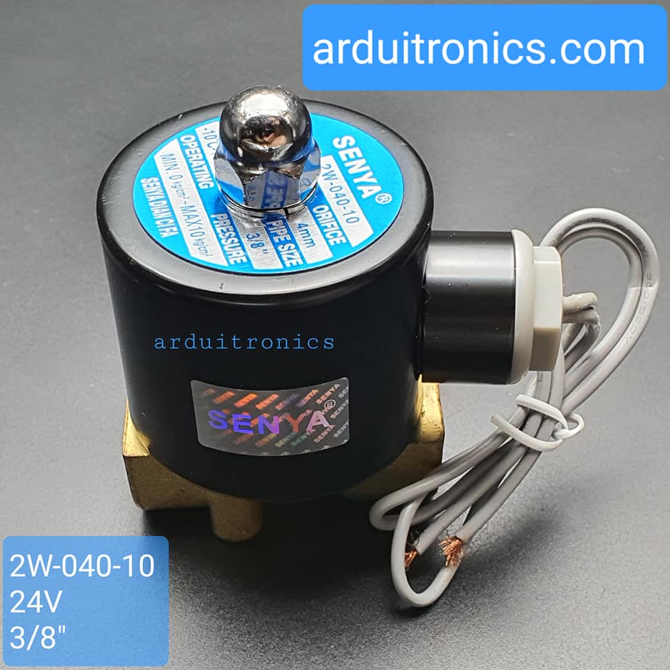 โซลินอยวาล์ว ทองเหลือง (Solenoid Valve Normally Closed) 3 หุน (3/8") 24V - ยี่ห้อ Senya 2W-040-10