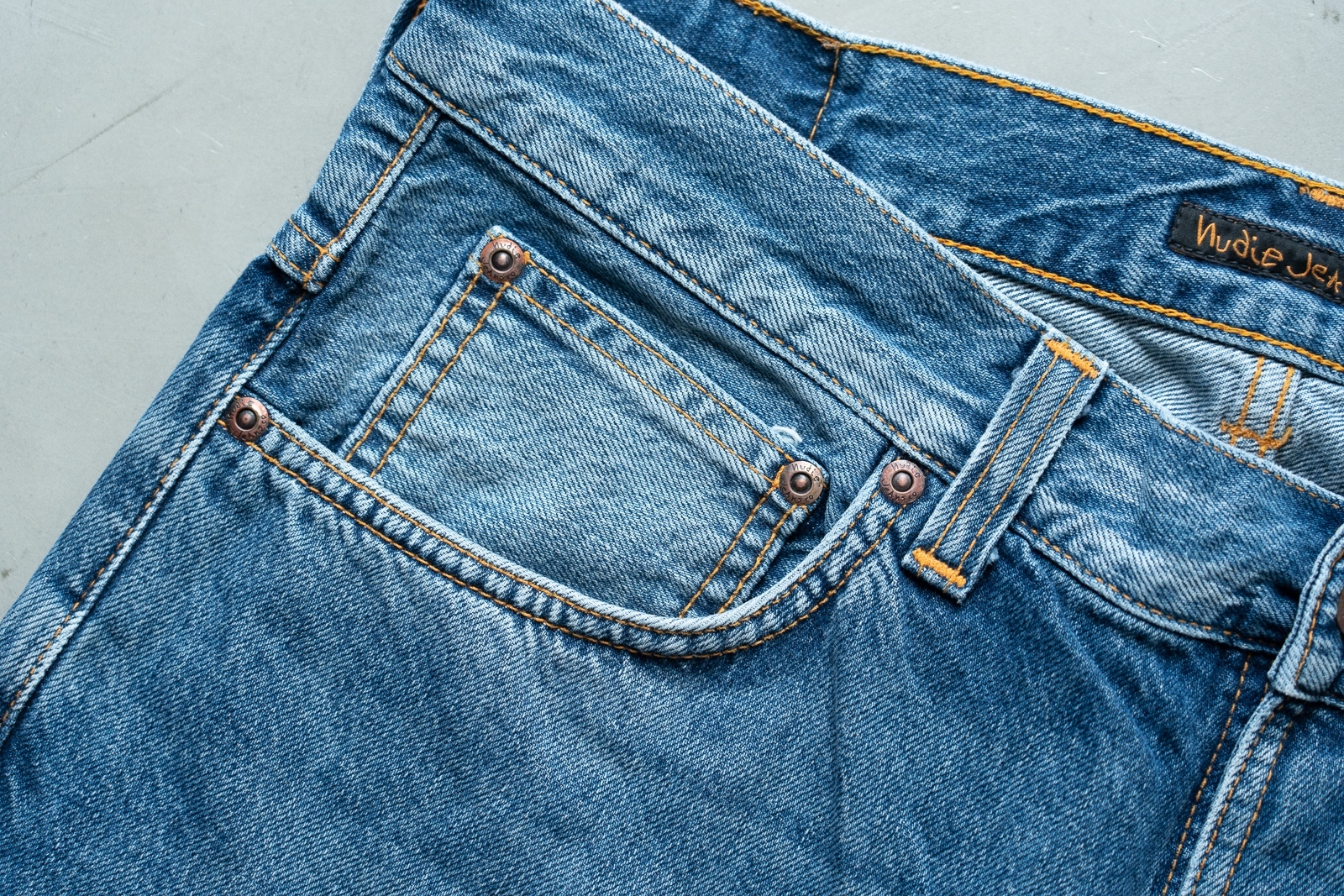 [DEFECT] Sleepy Sixten Celestial Orange ยีนส์ฟอก ขาสั้น Nudie ของแท้ 100%