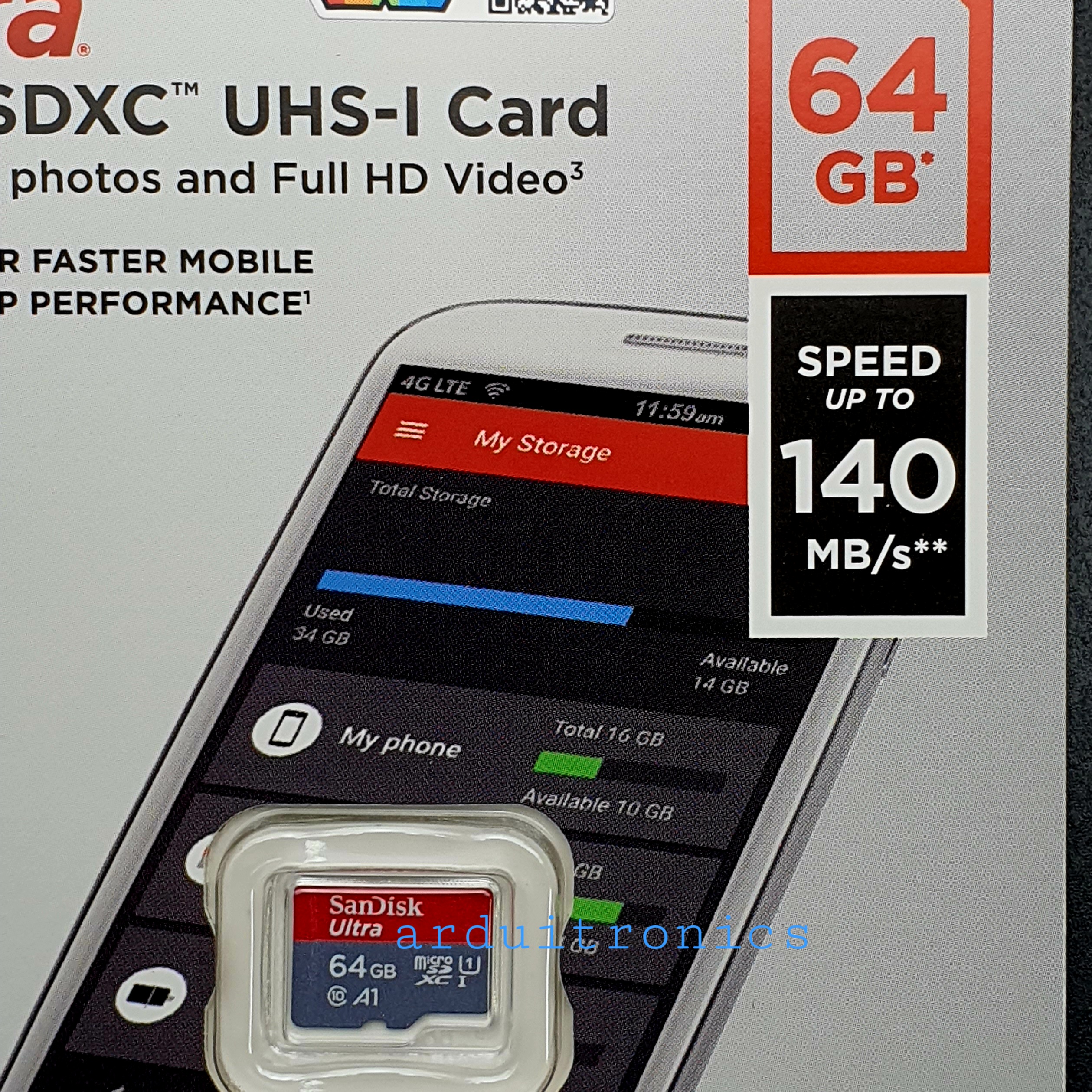 SanDisk Ultra MicroSDXC UHS-I SDCard 64GB Class10 (speed upto 140MB/s)