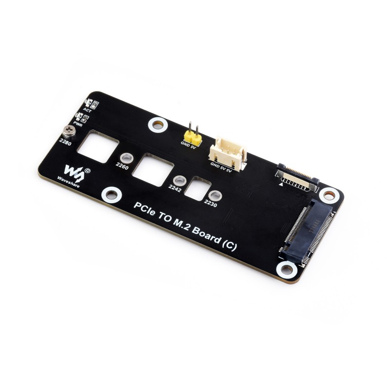 PCIe To M.2 Adapter Board (C) for Raspberry Pi 5, Supports NVMe Protocol M.2 Solid State Drive, High-speed Reading/Writing (Waveshare)