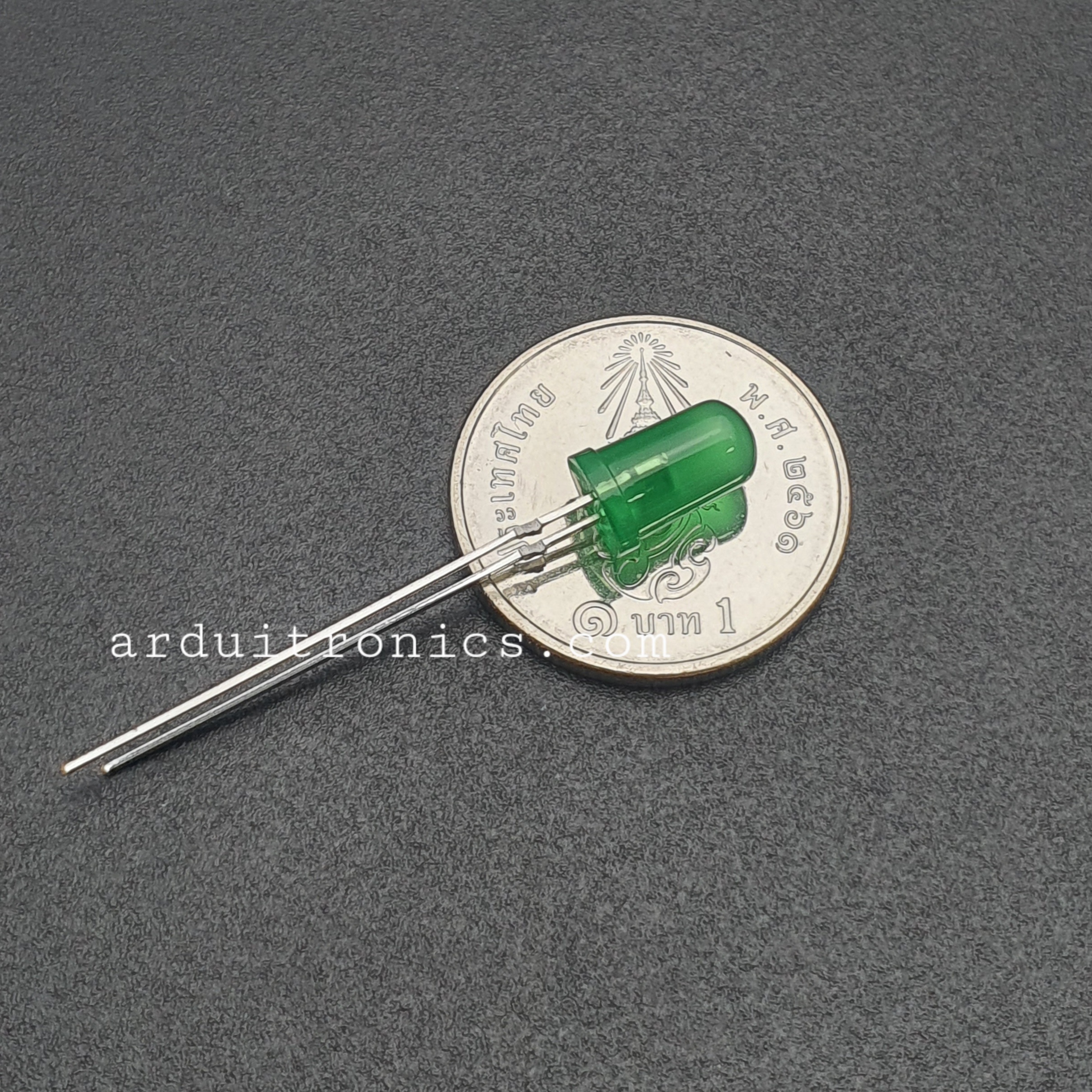 Green - Yellow Green LED 5mm ชุด 10 หลอด ขายาว ขนาด 28mm สีเขียวอมเหลือง