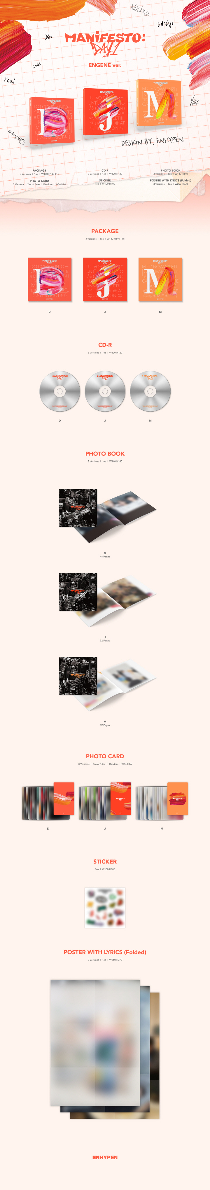 ENHYPEN - MANIFESTO : DAY 1 แบบ ENGENE ver. แบบ ครบ set - ส่ง เรือ