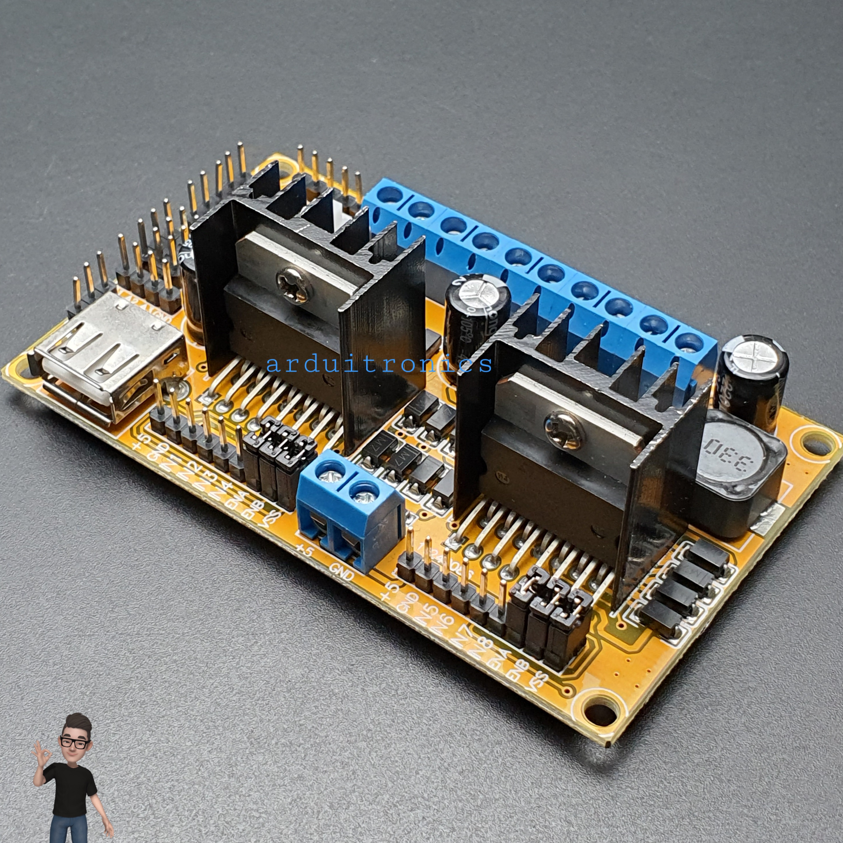 L298N V3 H-Bridge 4 Motor Controller Module (Support W703N, WiFi Router)