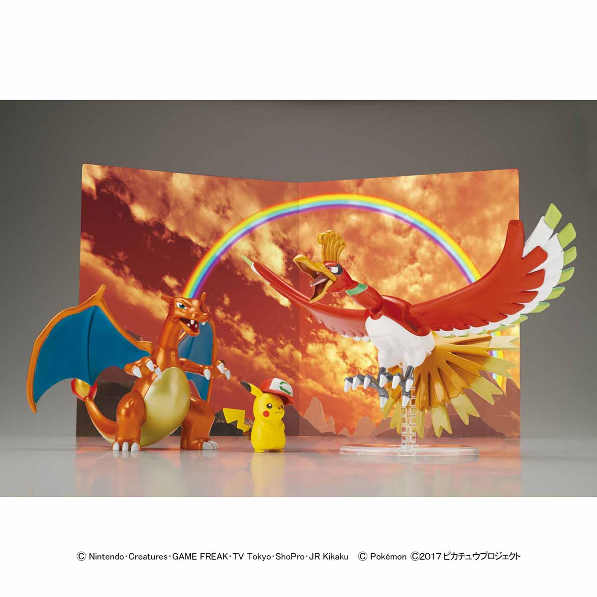 Pokemon Plastic Model Collection Ho-Oh & Charizard & Ash's Pikachu Set