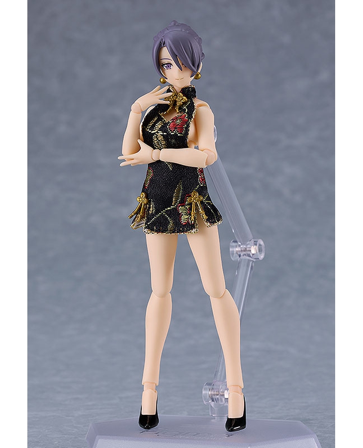 "Pre-Order" [569c] figma Female Body (Mika) with Mini Skirt Chinese Dress Outfit (Black)