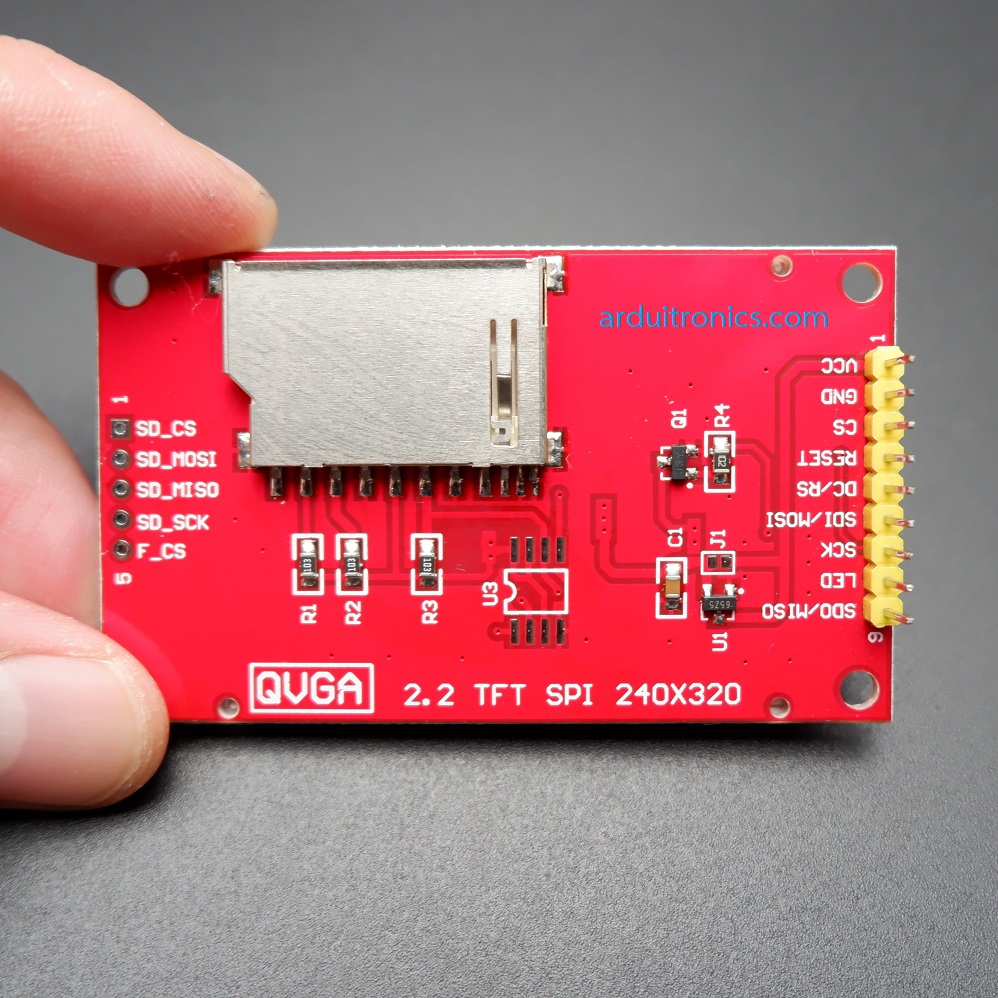 จอแสดงผล TFT LCD ขนาด 2.2" Color module 240x320 พร้อมช่องเสียบ SD Card Driver ILI9341 For Arduino