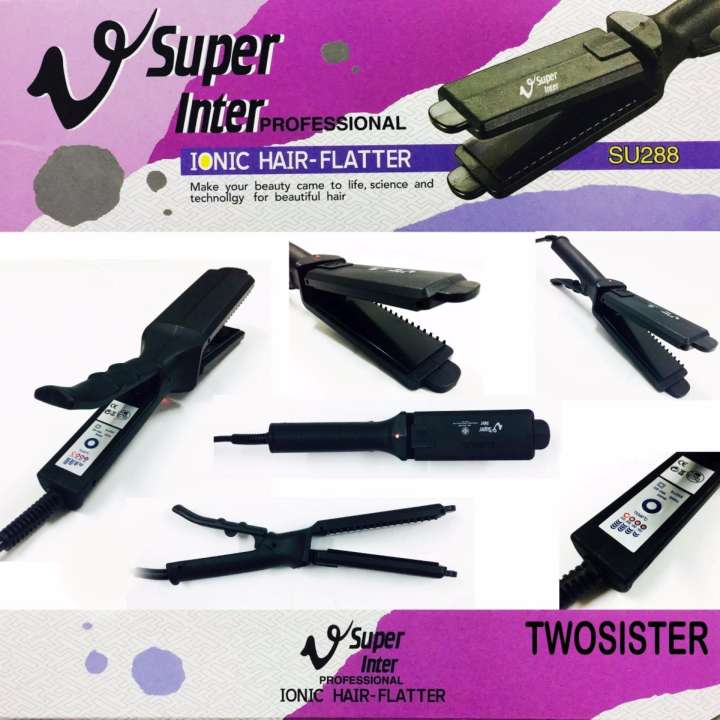 Super V inter Twosister V Super Ionic เครื่องหนีบผมตรง รุ่น su 288 กล่องม่วง ซุปเปอร์วี อินเตอร์ ลูนิค