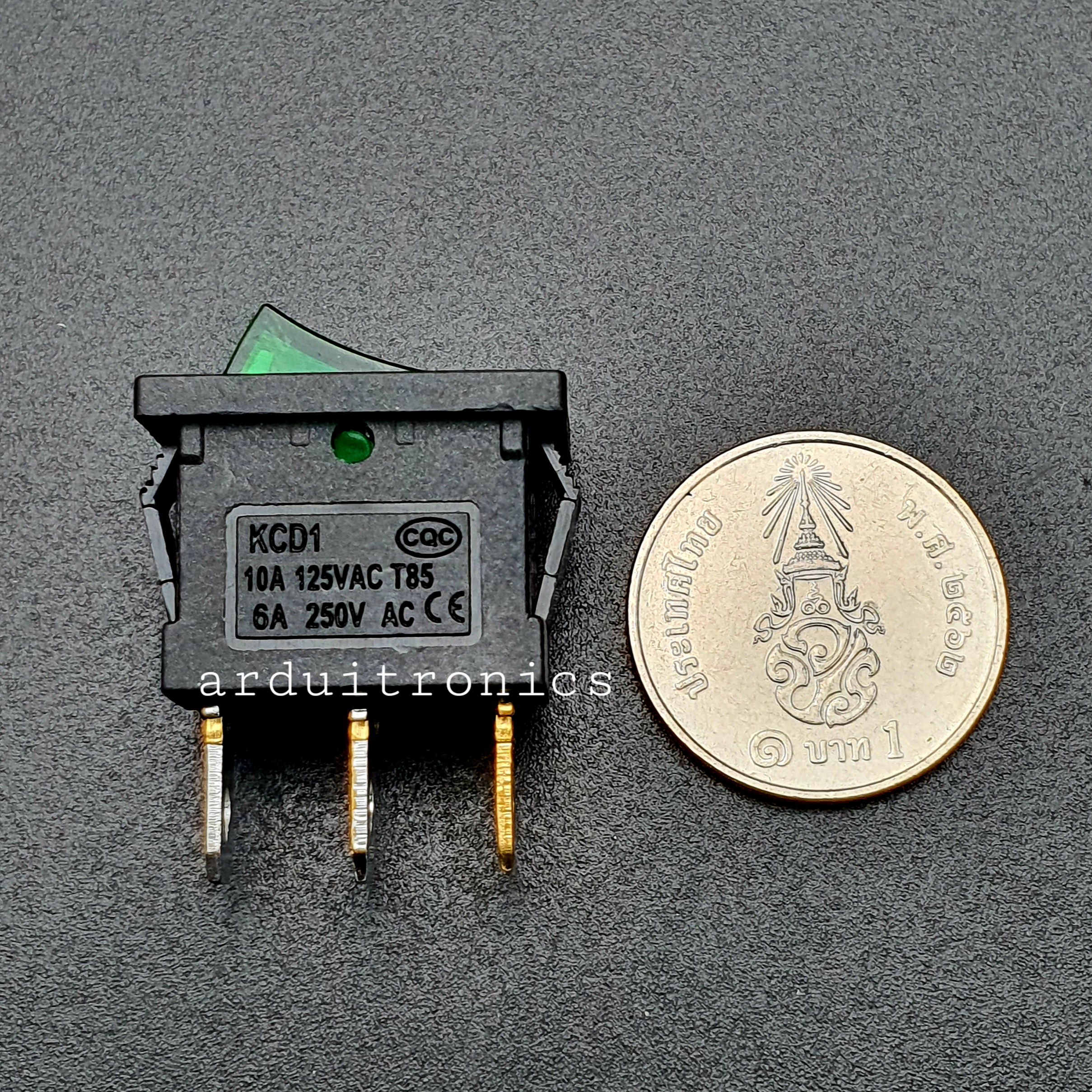 สวิตช์ไฟเปิด/ปิด Size 19x12mm Power Switch 3 ขา KCD1-101/N สีเขียว (1ชิ้น)