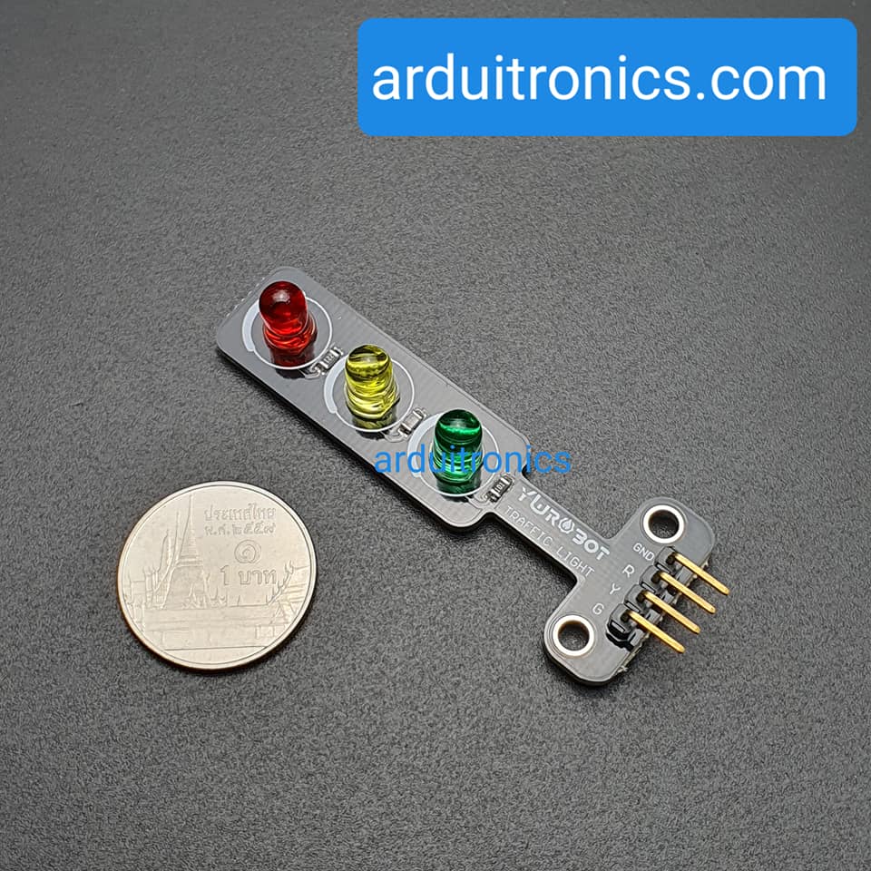 (YwRobot) LED Module 3 Traffic Light หลอดไฟ LED 5mm 3 สี แบบไฟจราจร Pin สีทอง
