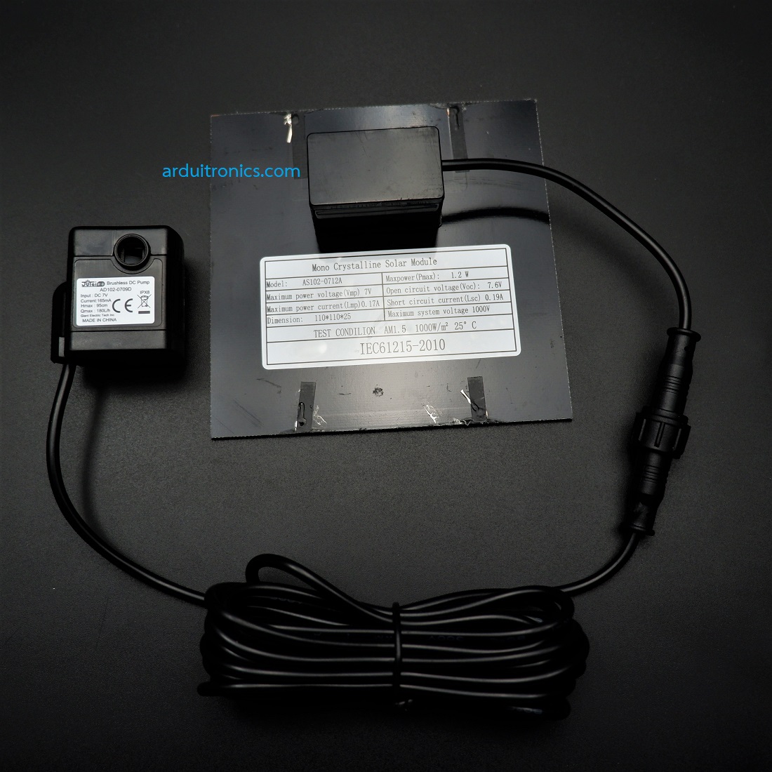 Solar-powered Water Pump Kit (7V, 1.2W) สำหรับทำน้ำพุและน้ำตกในสวน