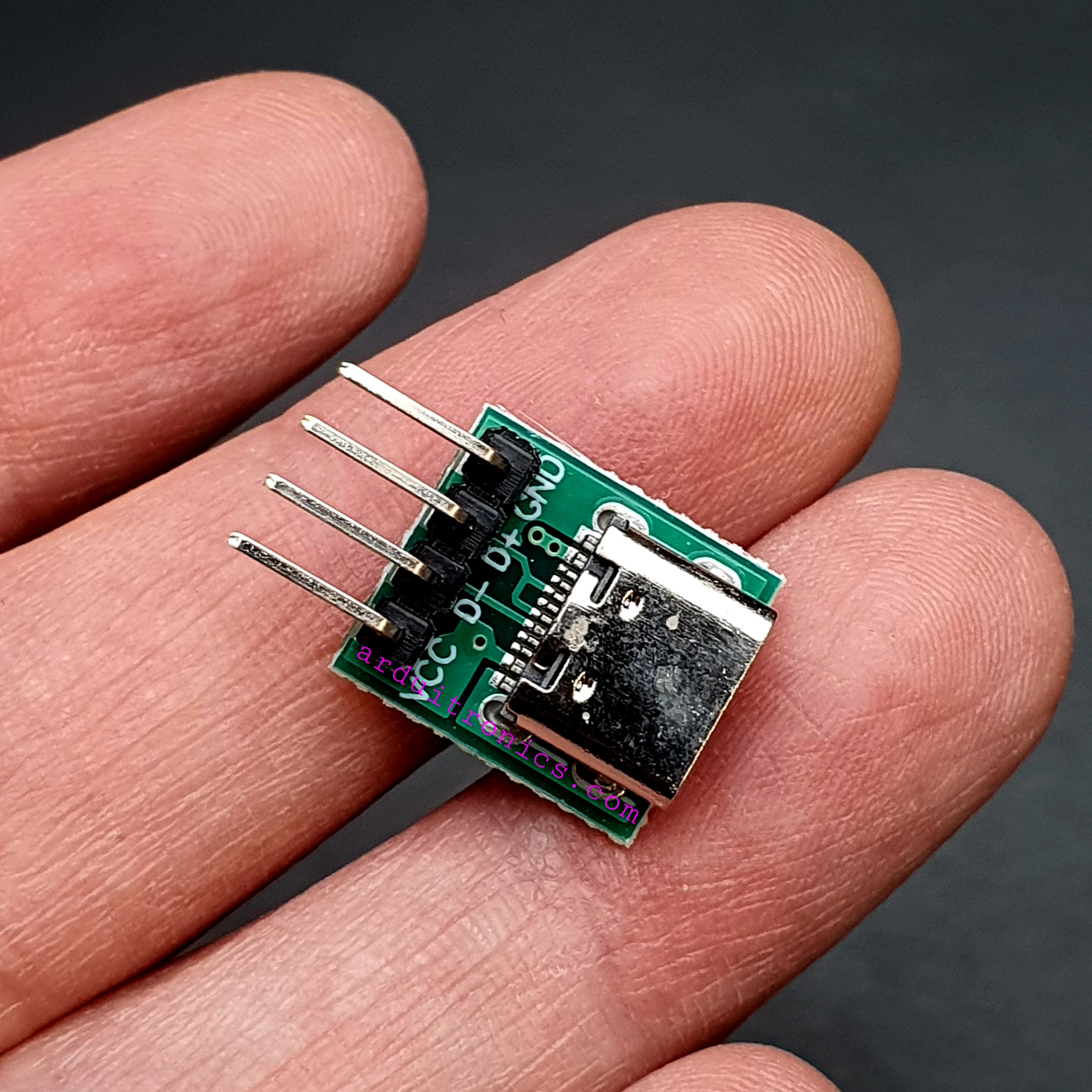 Tyep-C Female to DIP Converter Breakout + 4P Single Row Curved Pin