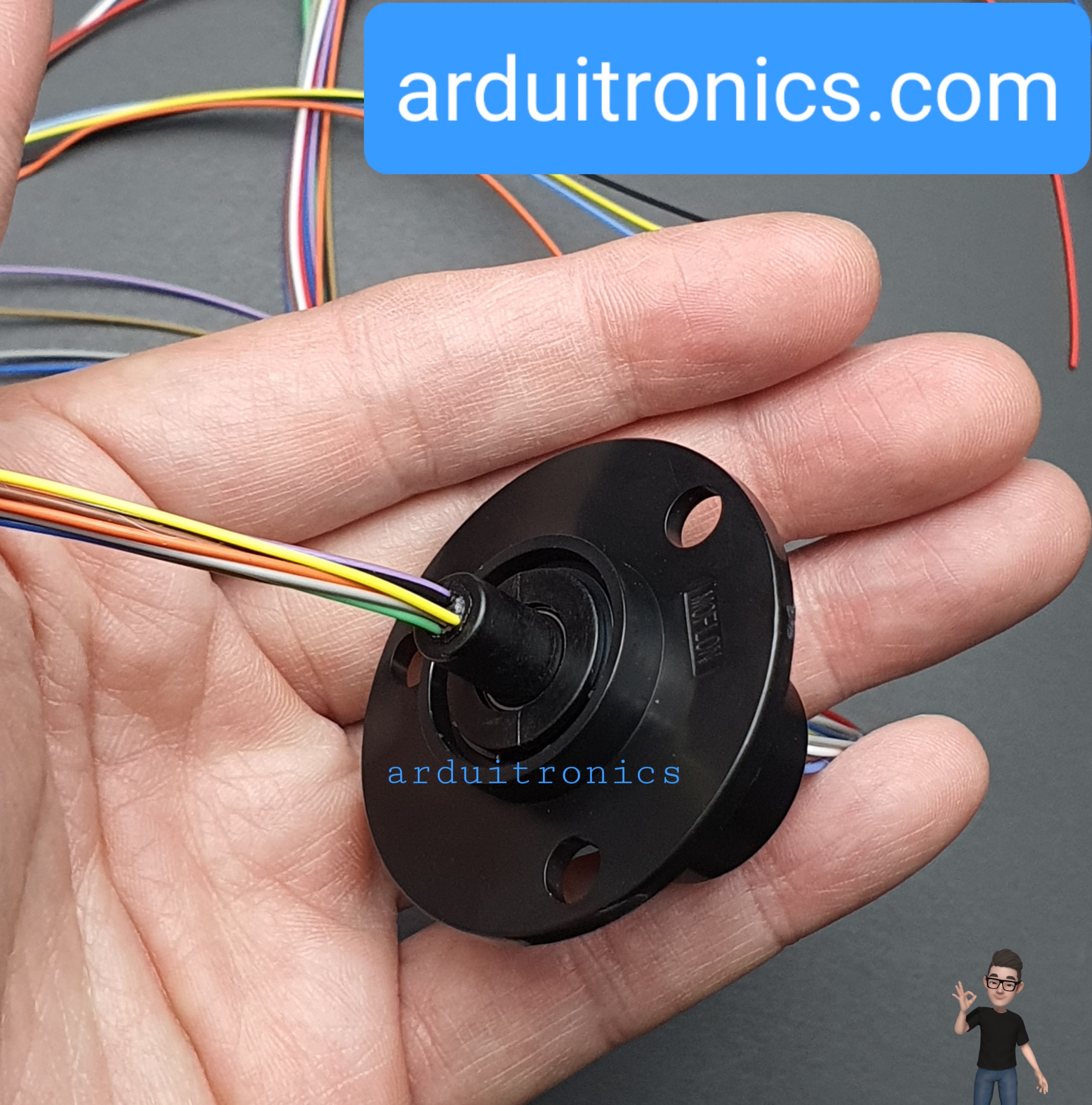 Slip Ring with Flange - 22mm Diameter, 12 Wires, Max 240V @ 2A