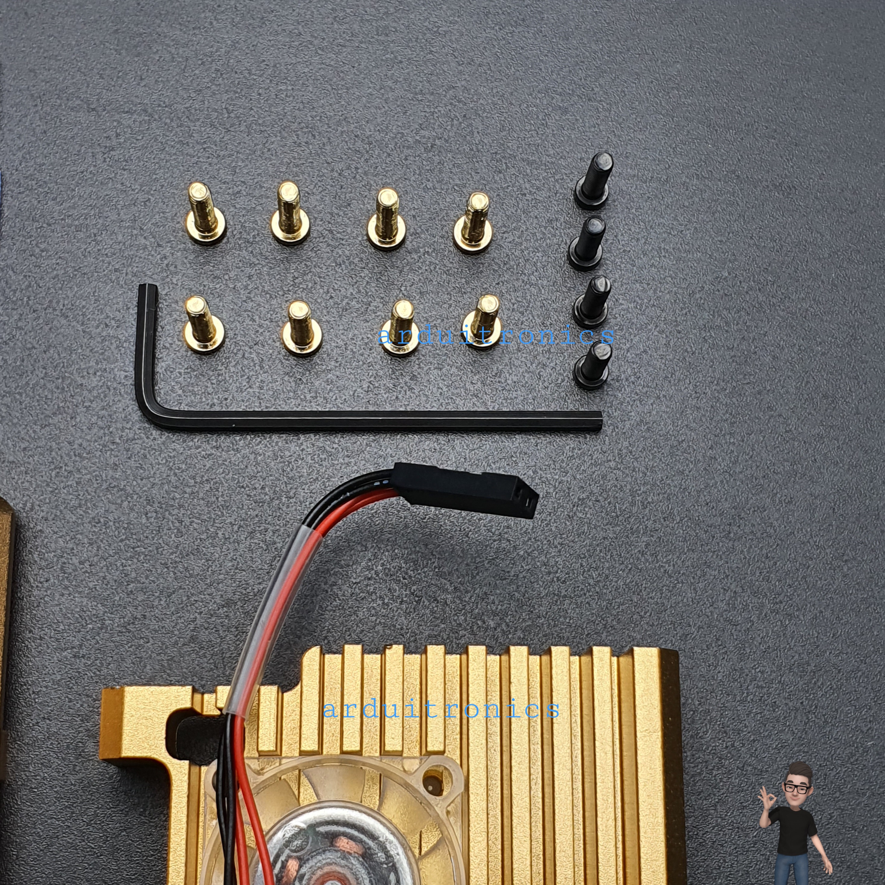 Aluminium Case for Raspberry Pi 4 with Dual Fan (Gold) แบบที่ 2