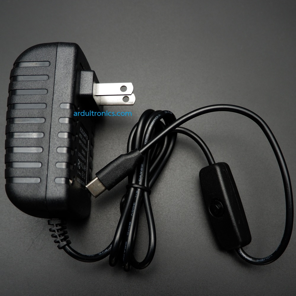 Power Adapter 5V 3A (USB Type-C) with ON/OFF Switch for Raspberry Pi 4B