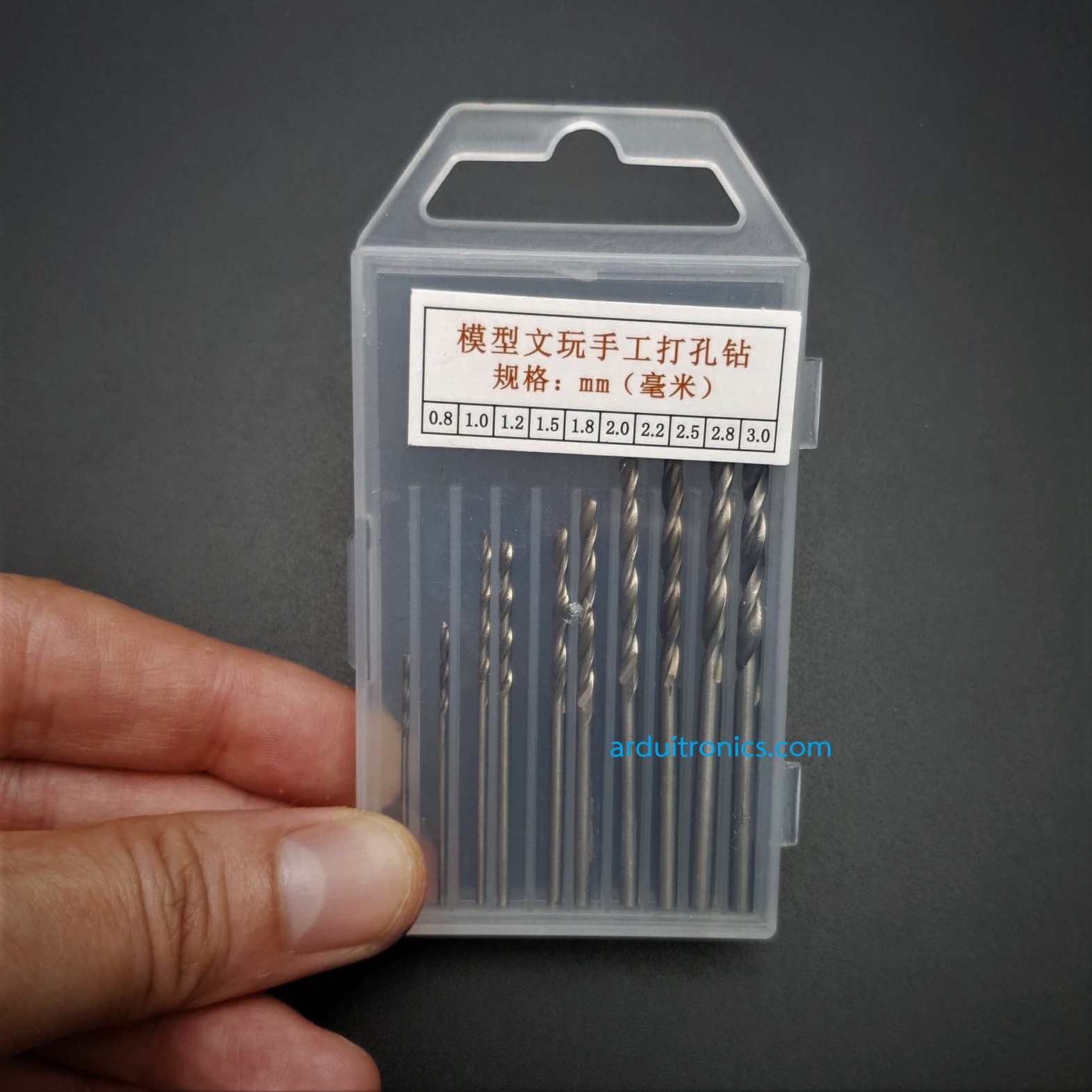 ชุดดอกสว่านเจาะแผ่นปริ๊น 10 ขนาด ขนาดละ 1 ชิ้น (0.8, 1.0, 1.2,1.5,1.8, 2.0, 2.2, 2.5, 2.8, 3.0mm)