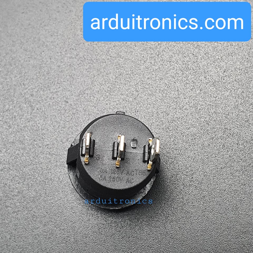 สวิตช์ไฟเปิด/ปิด KCD1 Rocker Switch Round 20mm 6A 250V 3 ขา On1/On2/Off - สีดำ