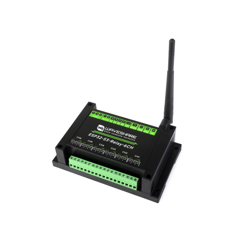 Industrial 6-Channel ESP32-S3 WiFi Relay Module, Supports WiFi / Bluetooth / RS485 control, Onboard RS485 / Pico HAT interfaces (แท้ WaveShare)
