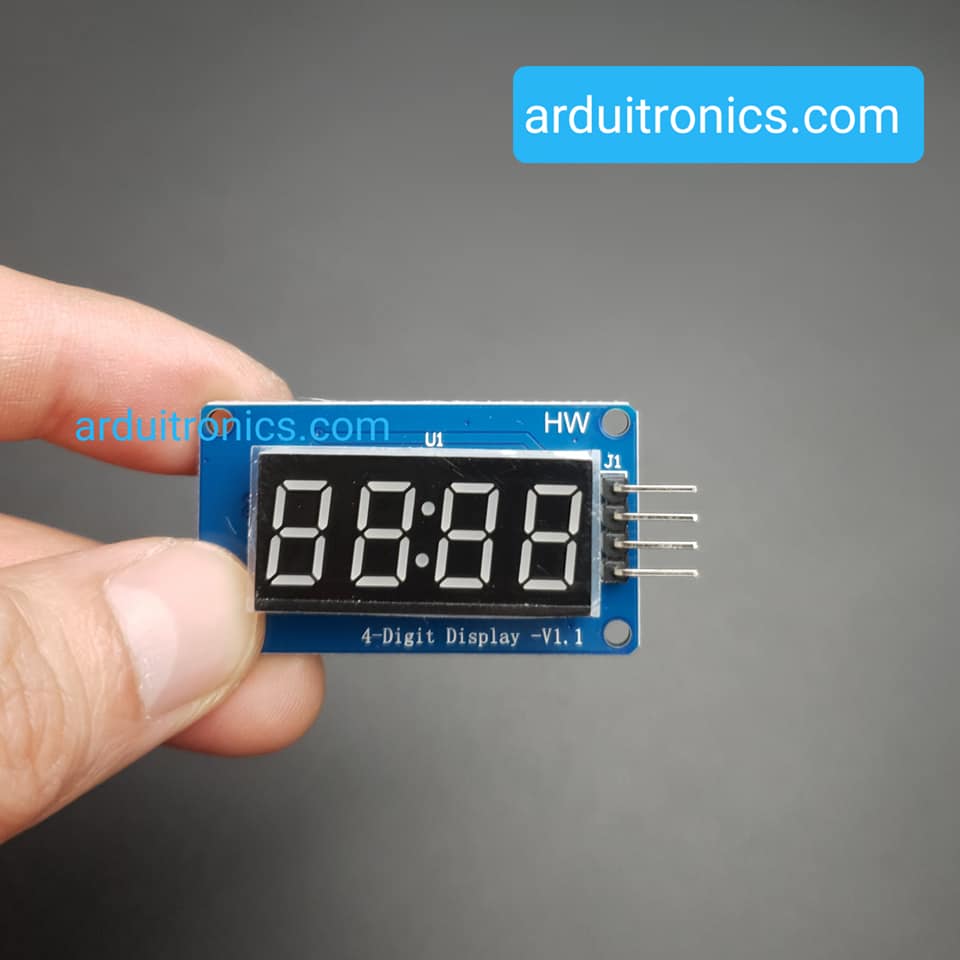 โมดูลแสดงค่าตัวเลข 4 หลัก 7 Segment 4 Digit Clock Display 0.36 Inches - Blue PCB