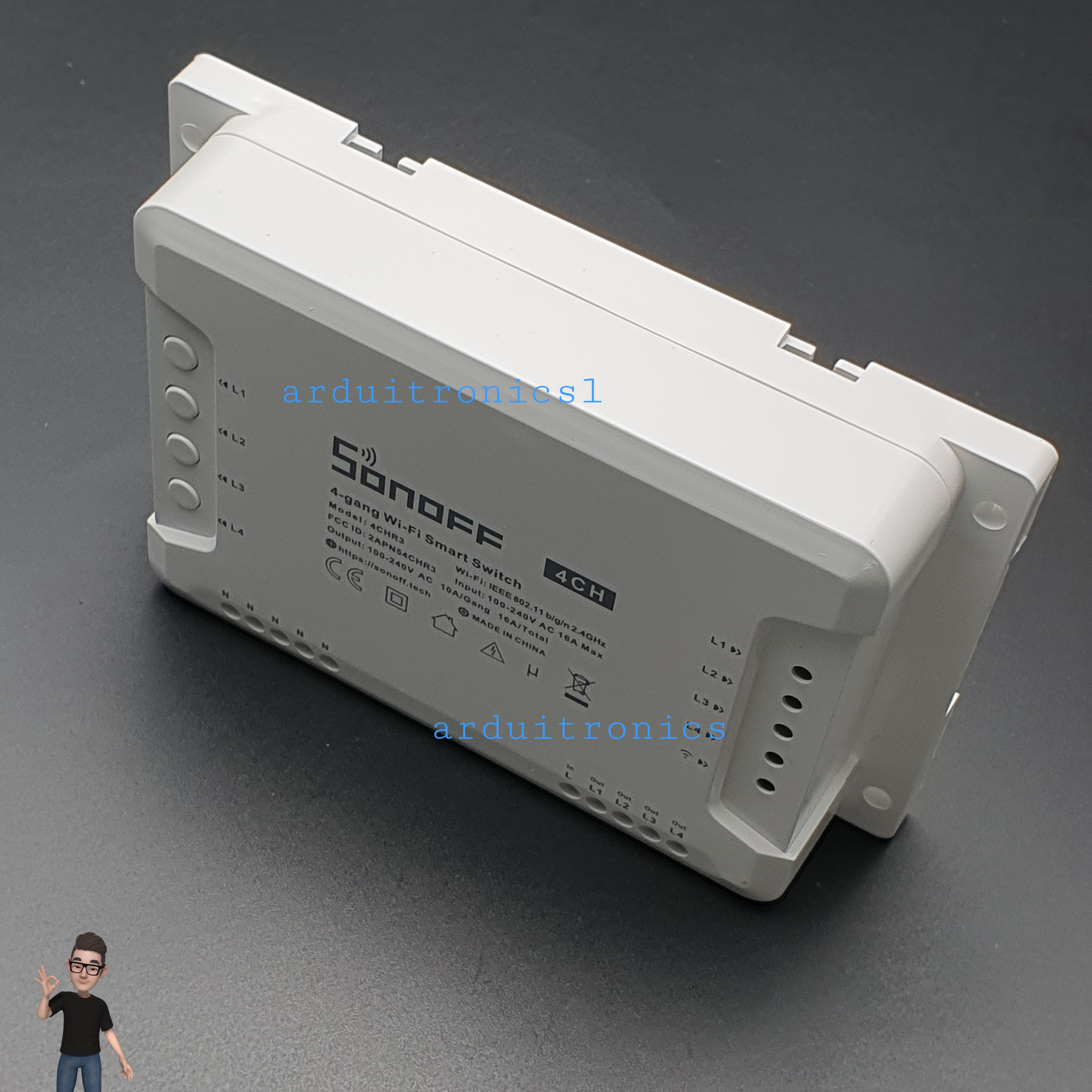 Sonoff 4CH R3 (รุ่นล่าสุด) สวิตซ์ Wi-FI แบบ 4 ช่อง ควบคุมแยกอิสระผ่านปุ่มและแอพ เลือกได้ 3 โหมด รองรับ Google Home, Alexa