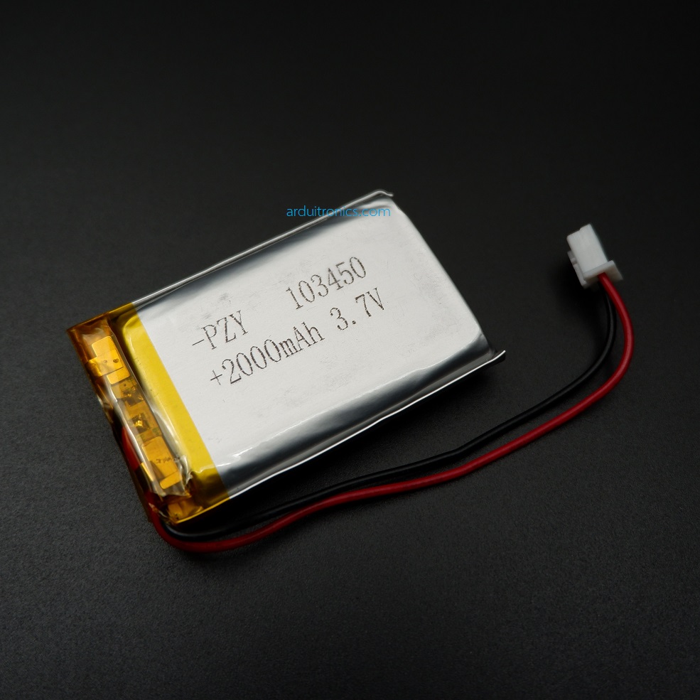 3.7V 2000mAh Lithium Battery Rechargeable Polymer (LiPo)