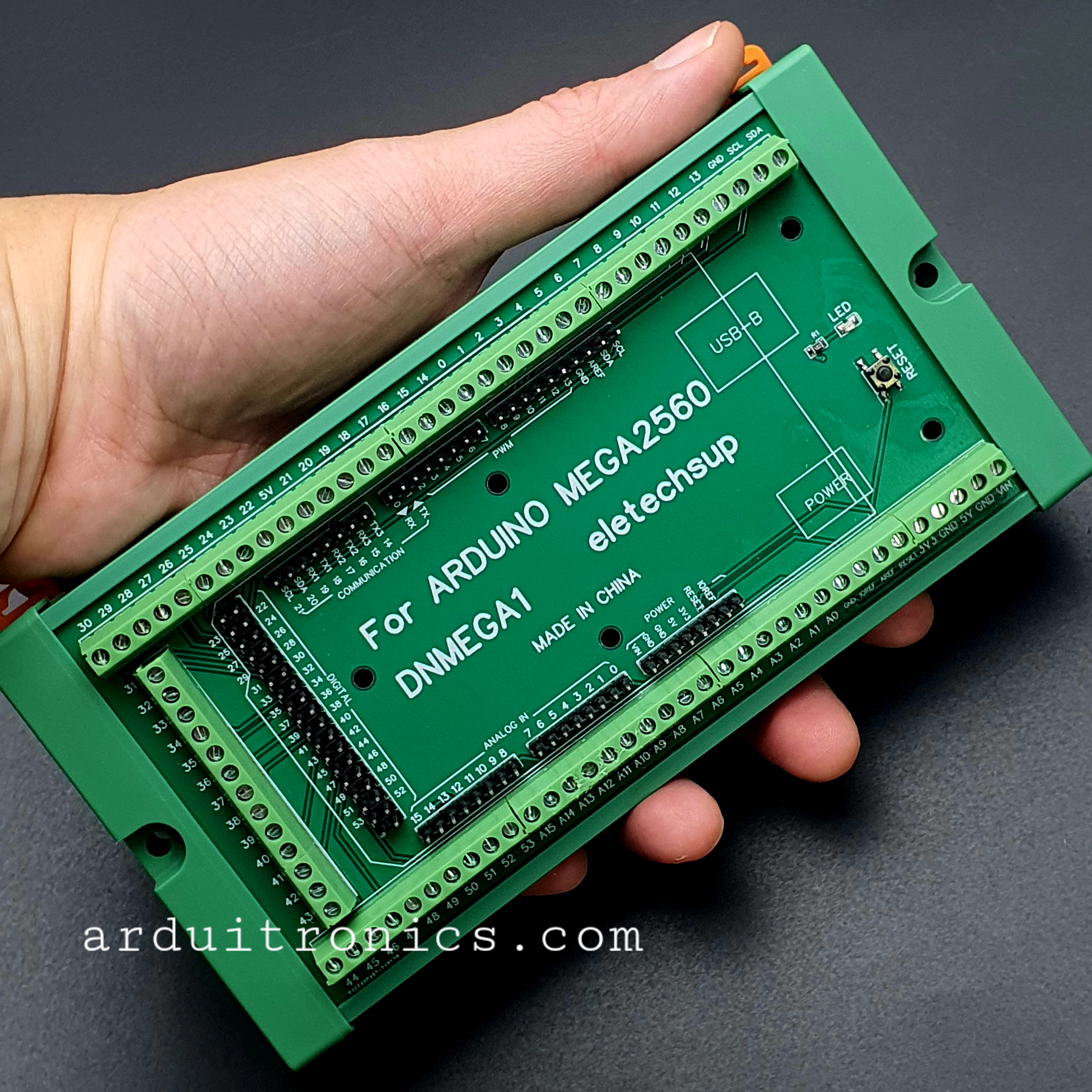 DNMEGA1 DIN โมดูล บล็อกอะแดปเตอร์ขั้วต่อแบบสกรูรางติดตั้งสำหรับ MEGA2560 Arduino R3 ATMega2560 Dev Board