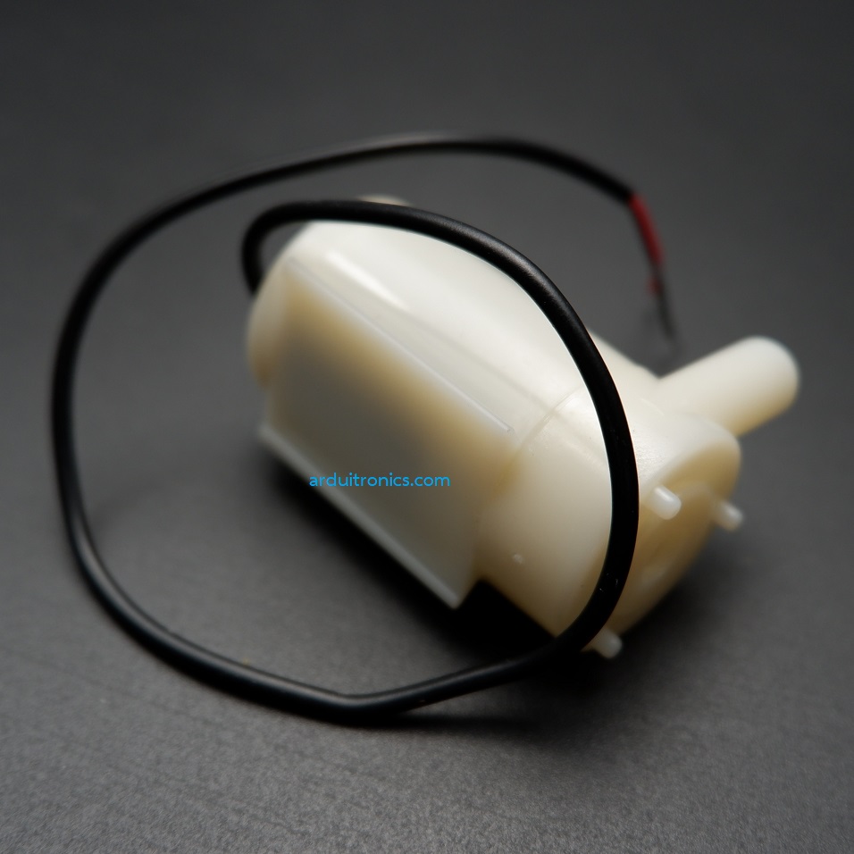 Mini DC Water Pump (DC 3V-5V) ปั๊มน้ำ สายไฟปลายเปลือย ขนาดเล็ก 3-5V สีขาว แนวนอน