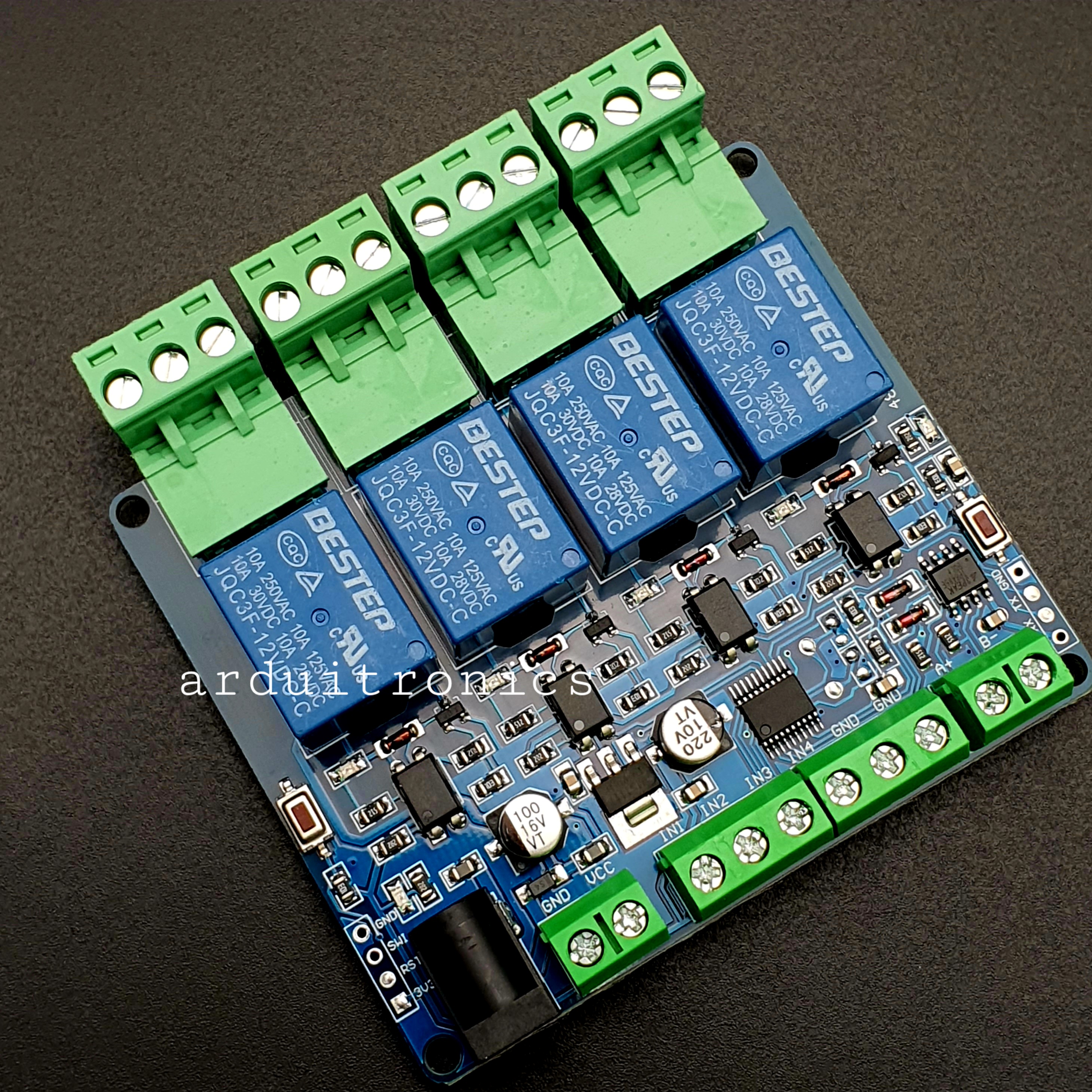 Modbus - RTU 4 Channel Relay Module RS485/TTL (12V)
