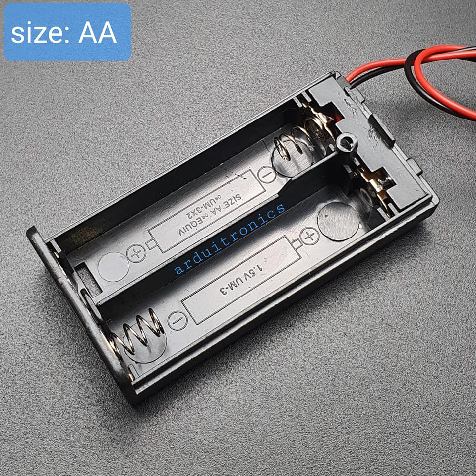Battery Box รางถ่าน 2 ก้อน AA 3V (ก้อนละ 1.5V) แบบมีฝาปิด และมีสวิทช์เปิดปิด
