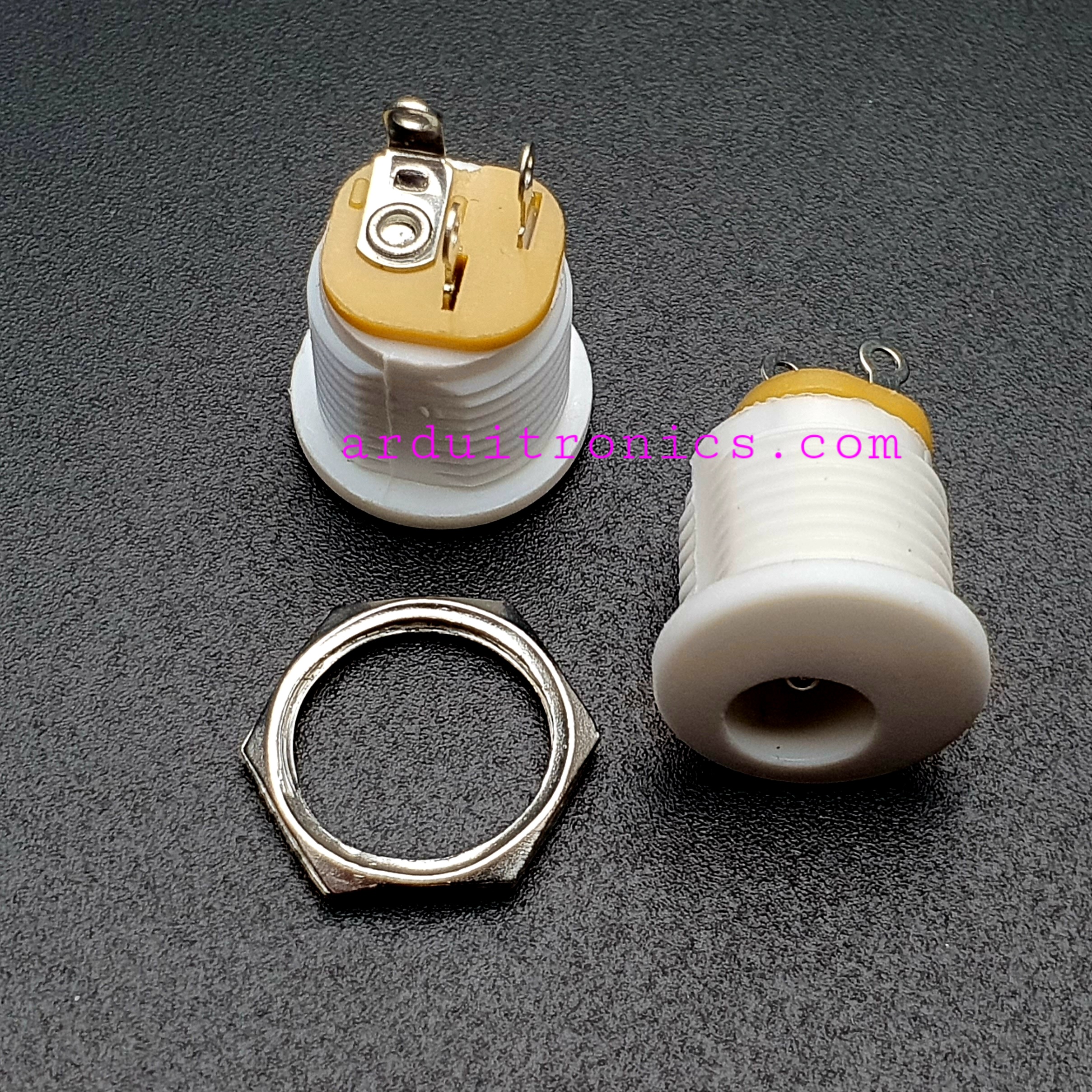 DC-022 Power Outlet DC Block 5.5 x 2.1mm Power Female Socket สีขาว 3 ขา