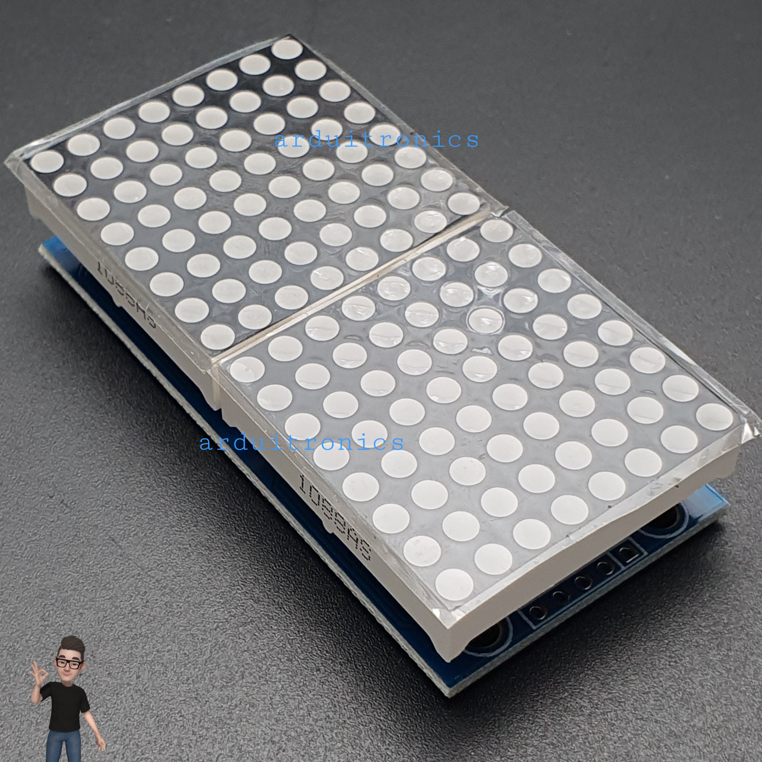 [สีแดง] LED Matrix Driver MAX7219 IC Driver Module + LED Dot Matrix 8x8 ขนาด 32mm x 32mm 2 ชุด (1 x 2)