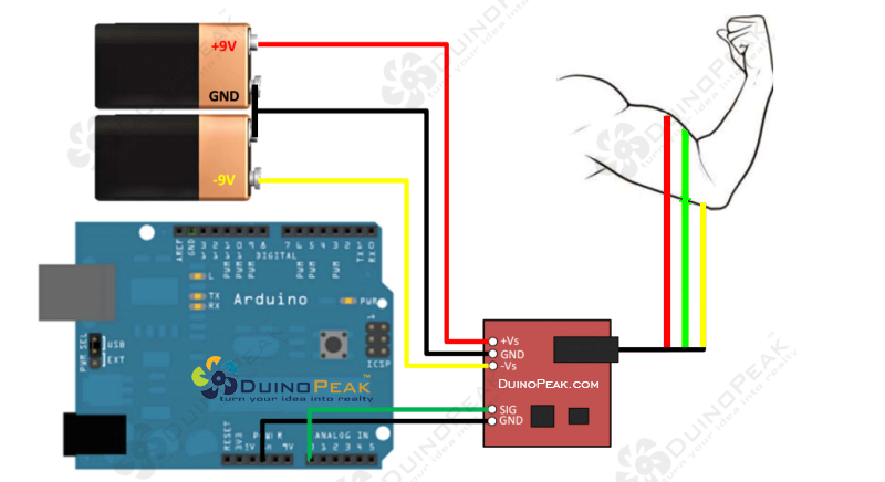 EMG Muscle Sensor Module + Free Electrode Pads