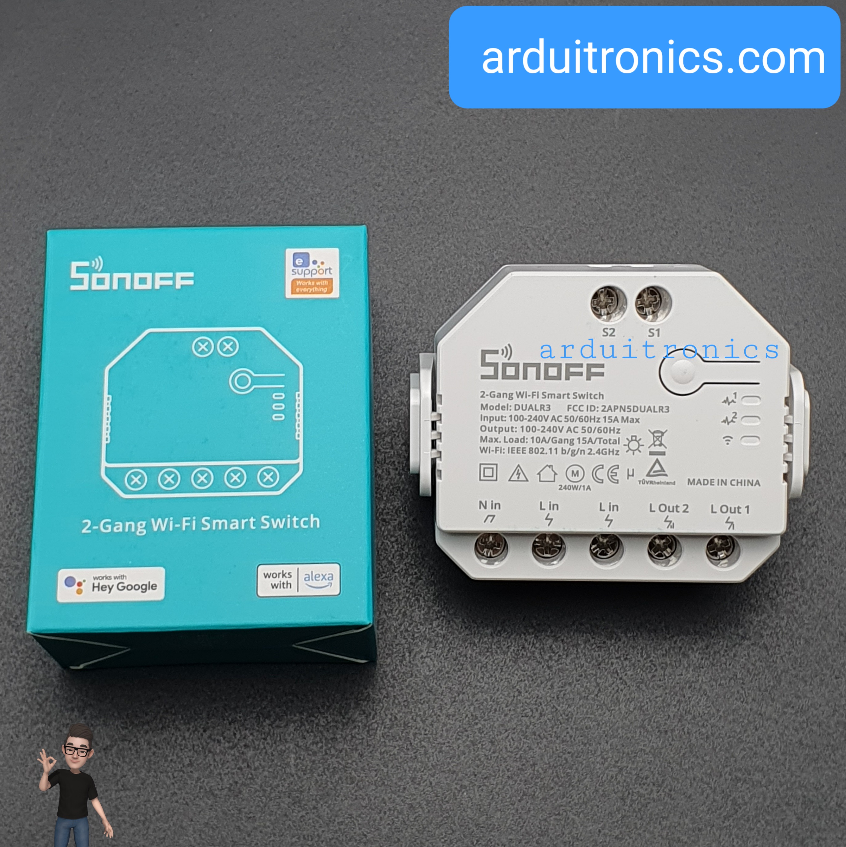 Sonoff Dual R3 WiFi Smart Switch เปิด-ปิด ผ่าน WiFi ด้วยสมาร์ทโฟน (2 Channel)