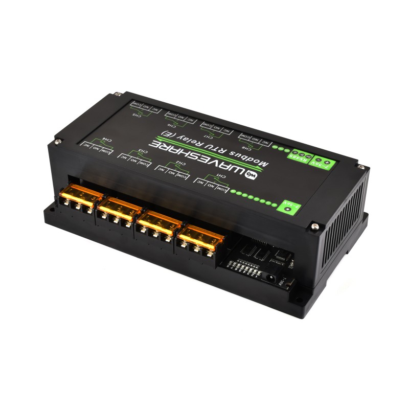 Industrial Modbus RTU 8-ch Relay Module (E) with RS485 Interface, 30A High Current, Multi Isolation Protection Circuits, Rail-mounted Case (แท้ Waveshare)