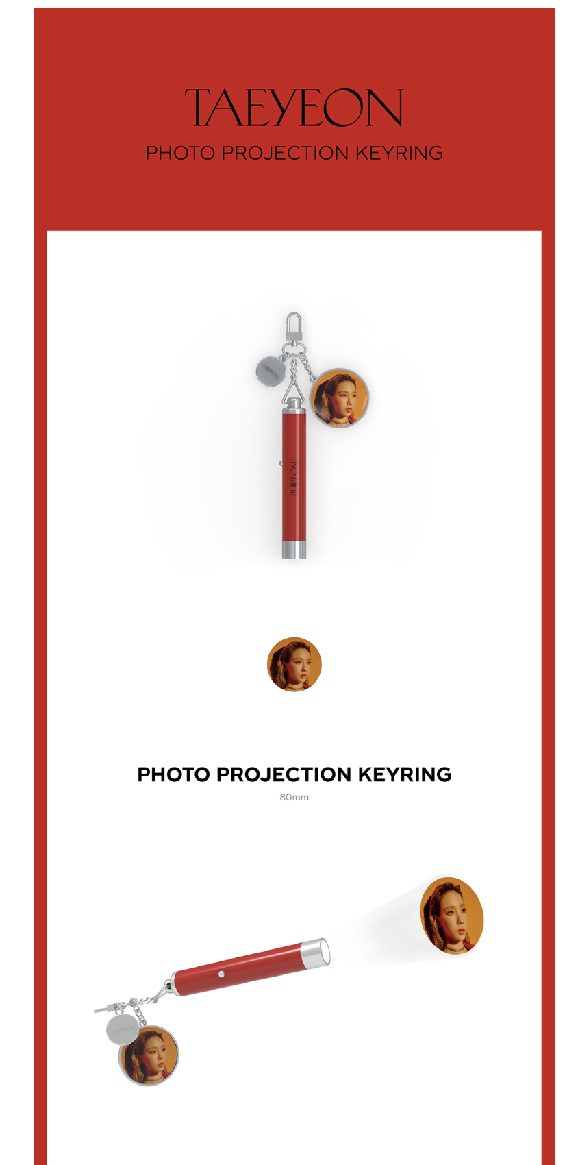 TAEYEON - Photo Projection Keyring + Photo card