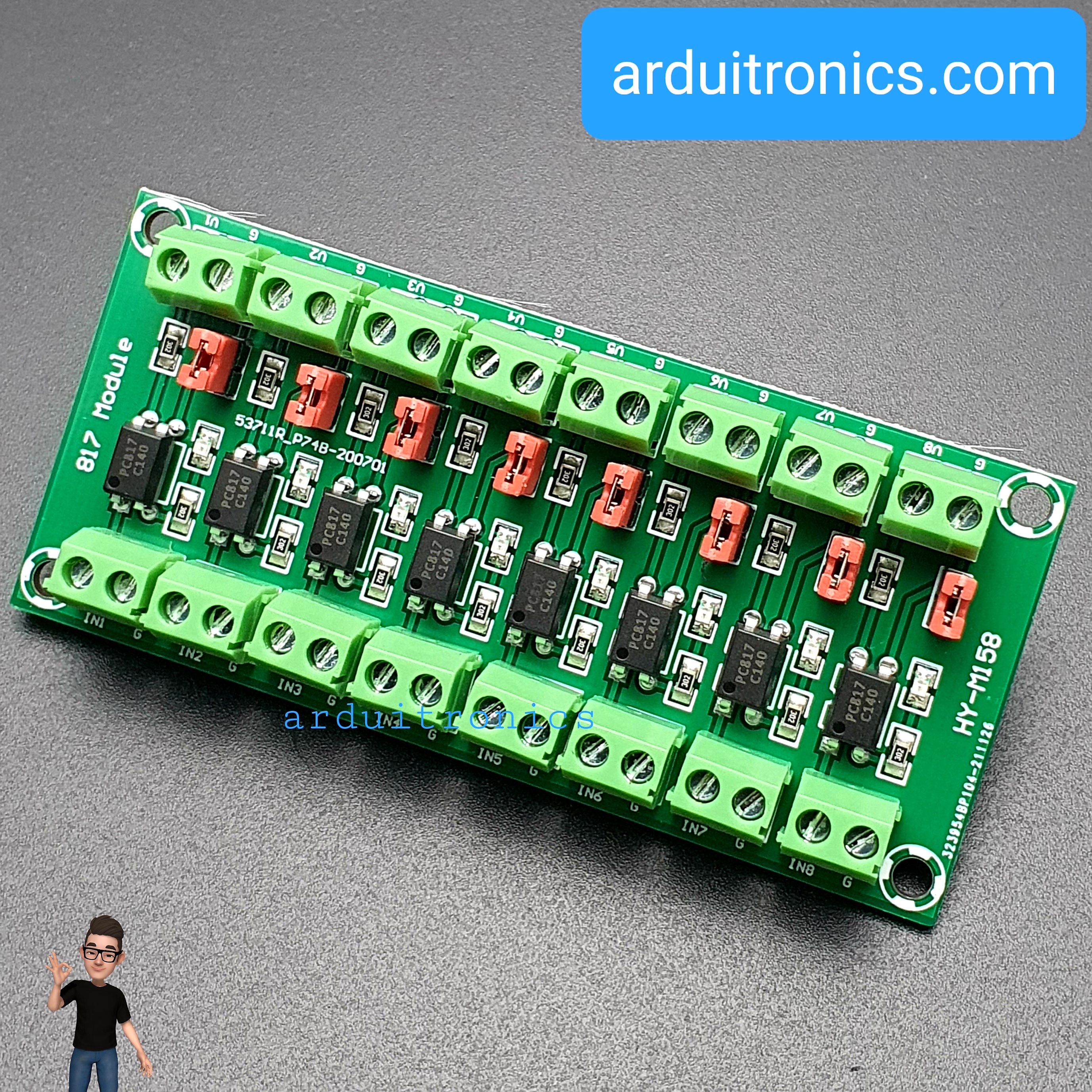 8 Channel Optocoupler Isolation Board Voltage Converter Adapter Module (PC817)