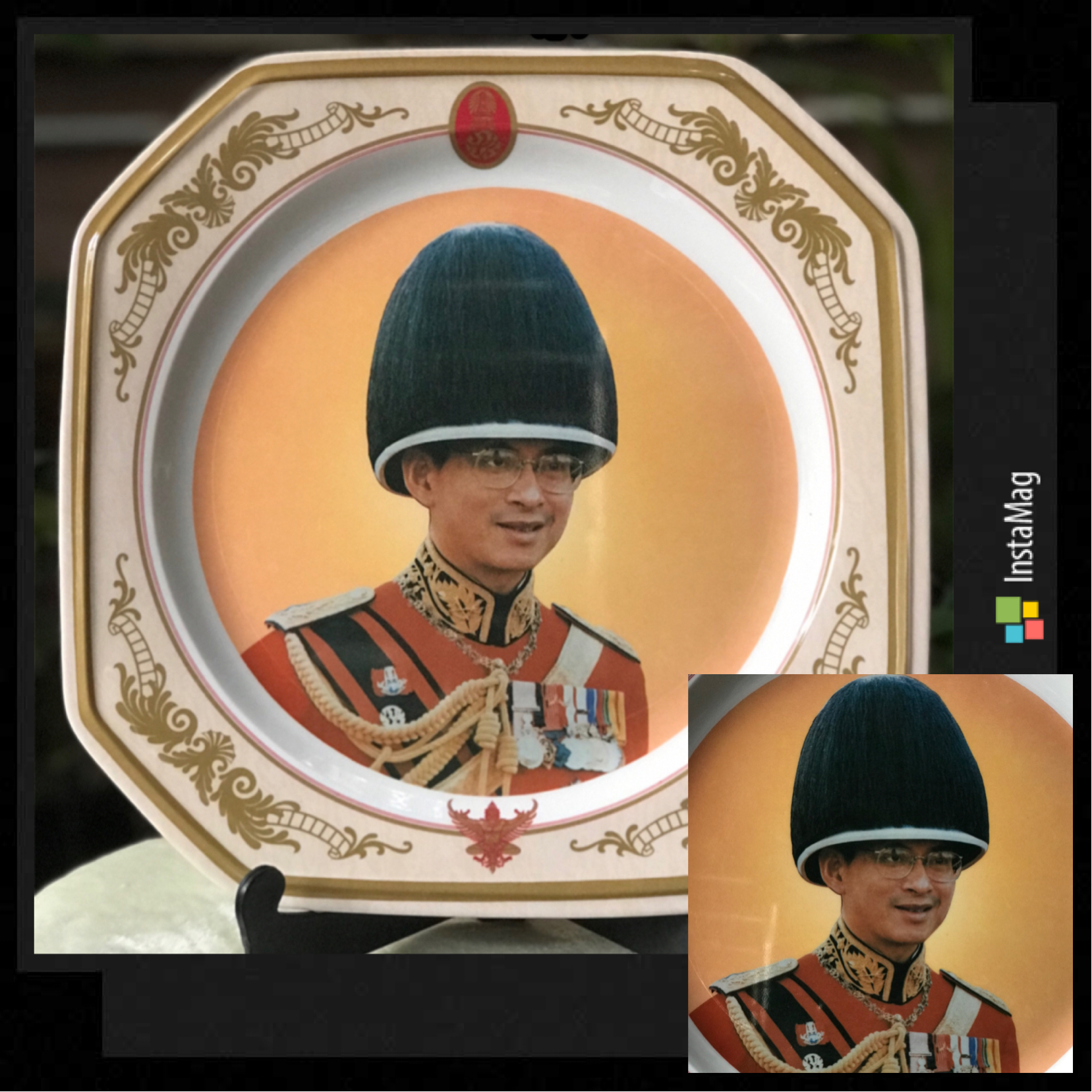 ราคาต่อชิ้น งานเก่า Rare Item Show Plate จานโชว์ตั้งโต๊ะ/แขวนผนัง(เนื้อเมลามีน) ในหลวง รัชกาลที่ 9 และพระราชินี