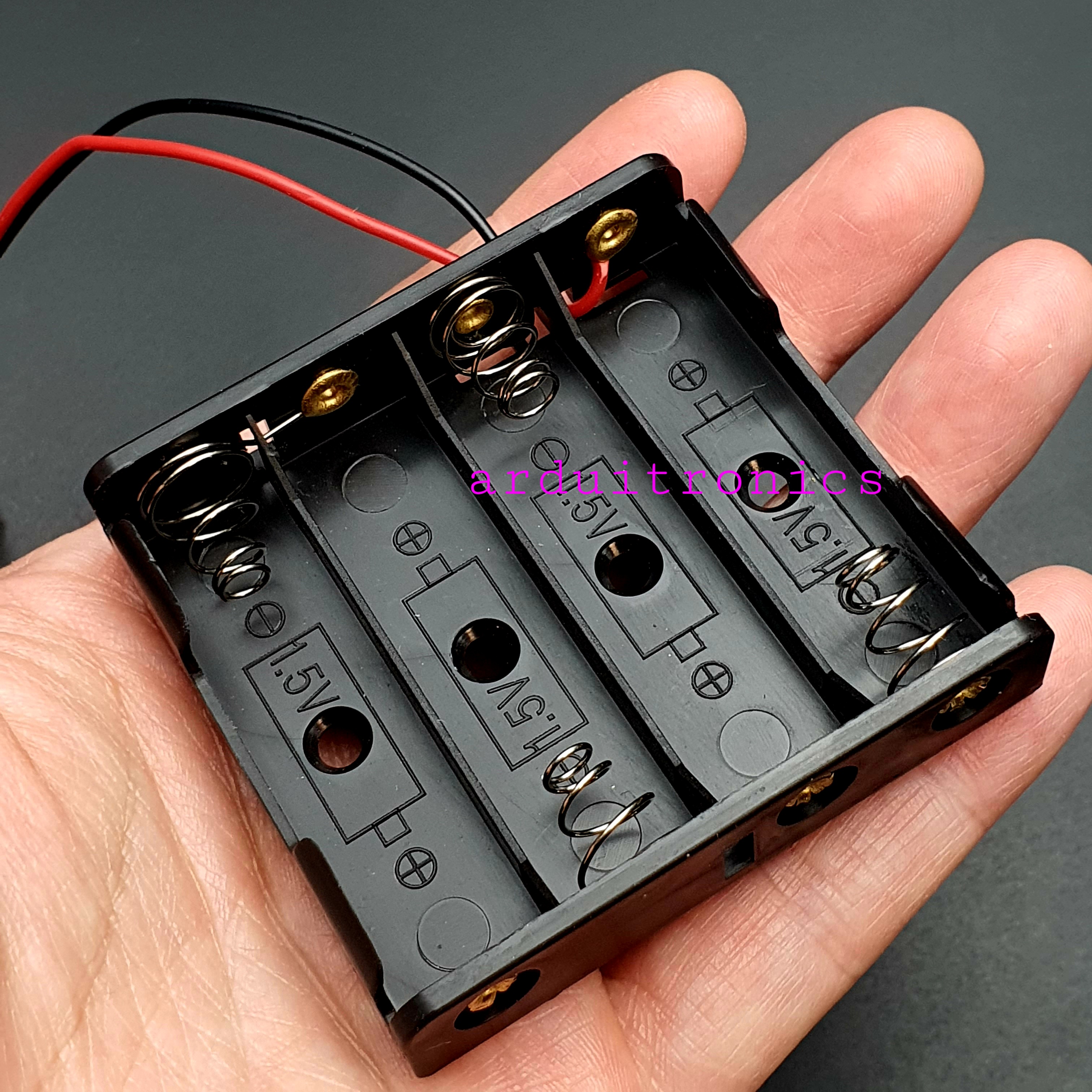 Battery Box รางถ่าน 4 ก้อน AA 6V (ก้อนละ 1.5V) 1 ด้าน แบบมีสายไฟ XH-2.54mm 2P