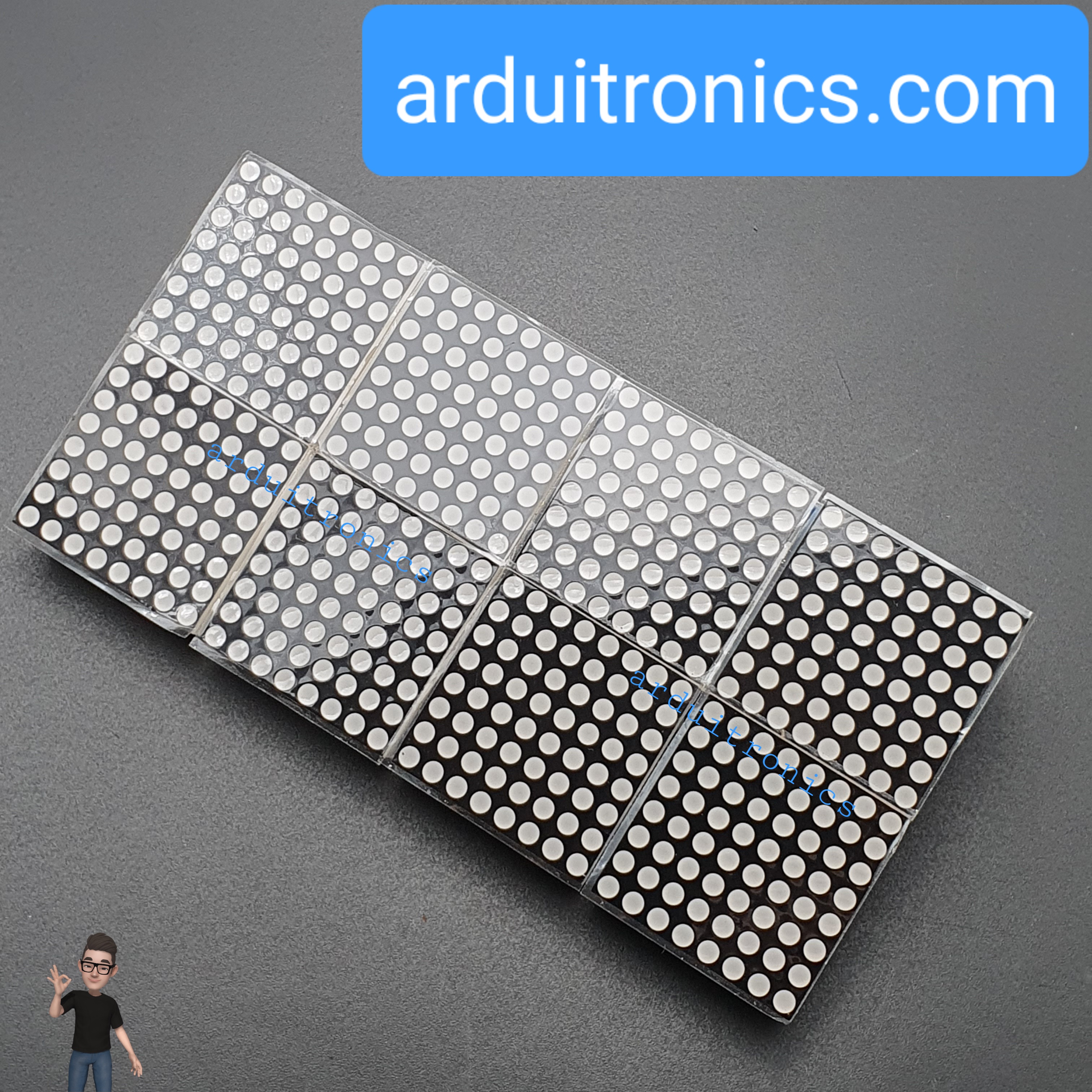 [สีแดง] LED Matrix Driver MAX7219 IC Driver Module + LED Dot Matrix 8x8 ขนาด 32mm x 32mm 8 ชุด (2 x 4)