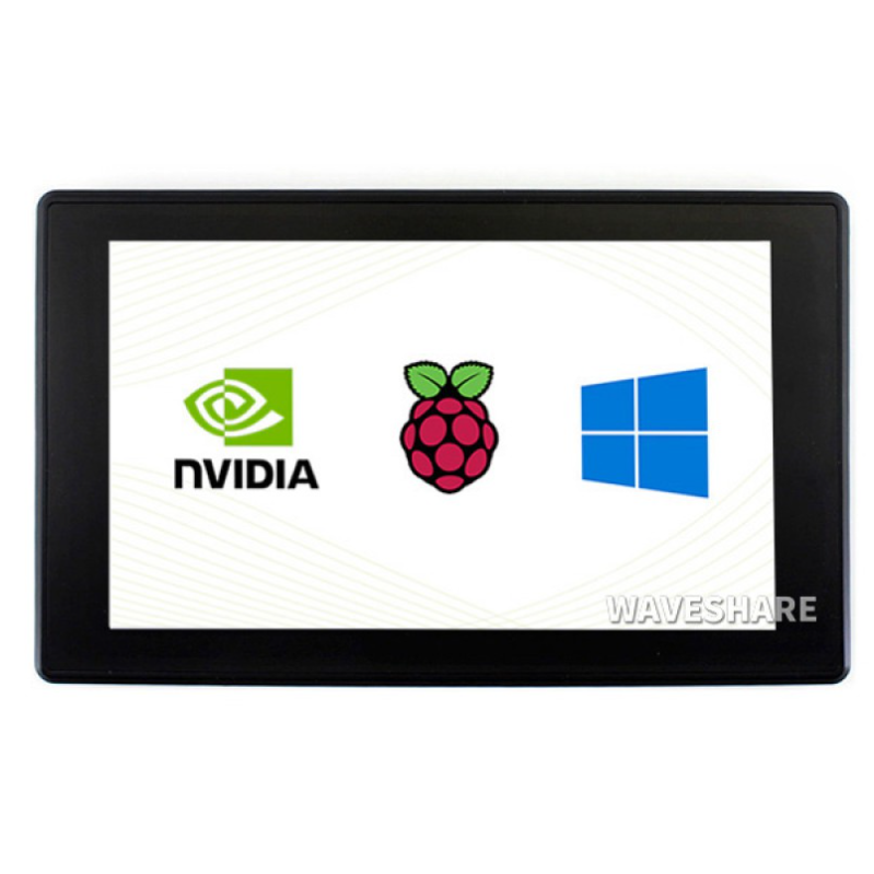 [ยี่ห้อ Waveshare] 7inch Capacitive Touch Screen LCD (H) with Case, 1024×600, HDMI, IPS, Various Systems Support