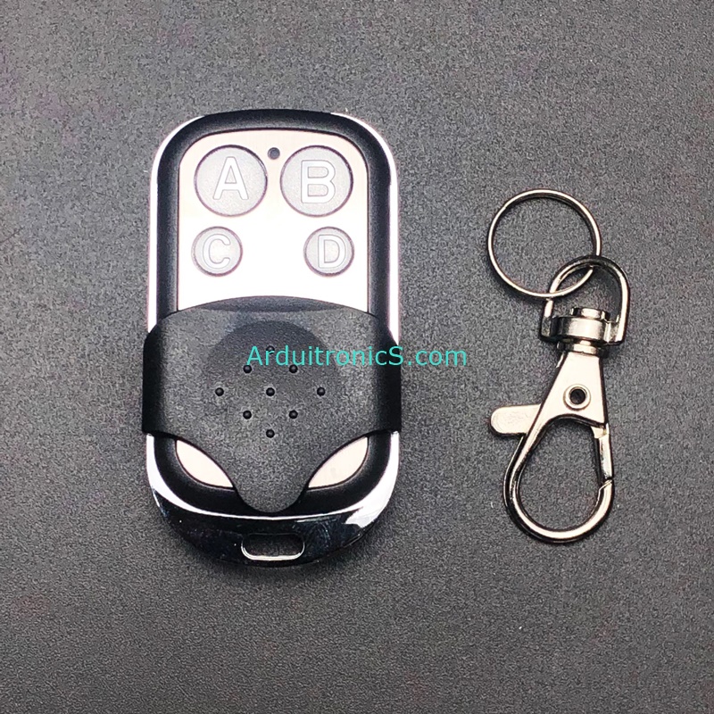 Remote RF 315 MHz ปุ่ม A/B/C/D (กรอบโลหะ สีดำ-เงิน)