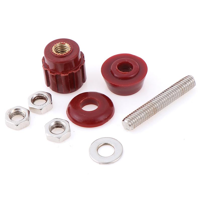 (1คู่) JS-107ขั้วต่อขนาด M5 (JIEXIANZHU) ฝาครอบเบกาไลต์+เกลียวทองแดง น๊อตวัสดุเหล็กชุบนิกเกิล สำหรับเครืองเชื่อม อินเวอร์เตอร์ แบตเตอรี่