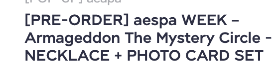 aespa - aespa WEEK – Armageddon : The Mystery Circle MD - Necklace set ระบุชื่อที่ต้องการ