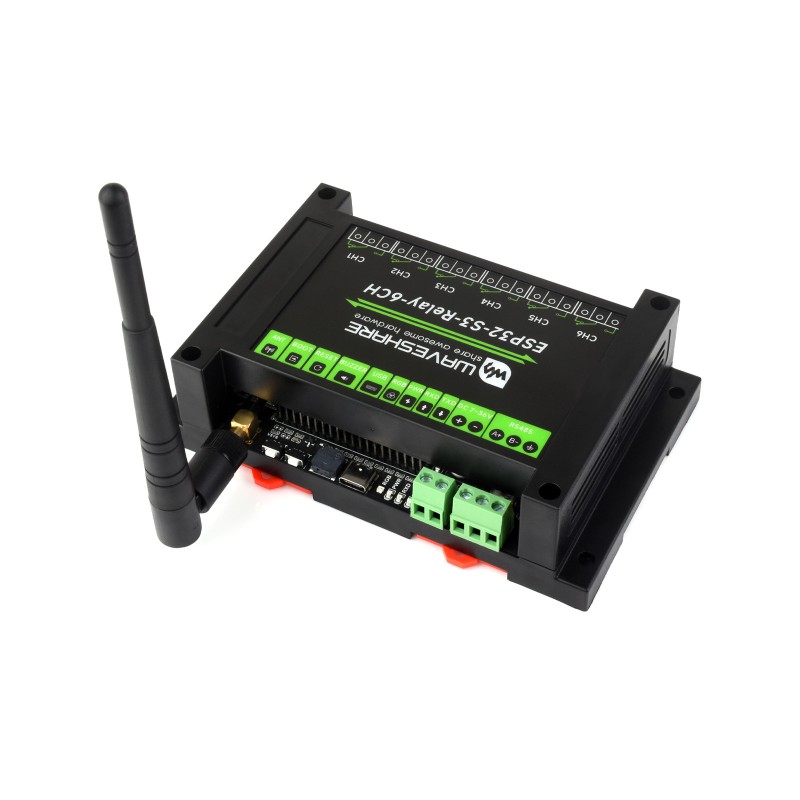 Industrial 6-Channel ESP32-S3 WiFi Relay Module, Supports WiFi / Bluetooth / RS485 control, Onboard RS485 / Pico HAT interfaces (แท้ WaveShare)