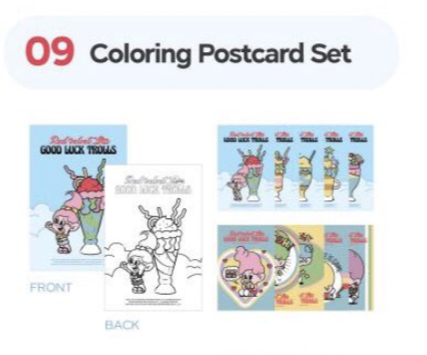 Red Velvet -Red Velvet Loves GOOD LUCK TROLLS Pop-up Store Goods -Coloring Postcard Set