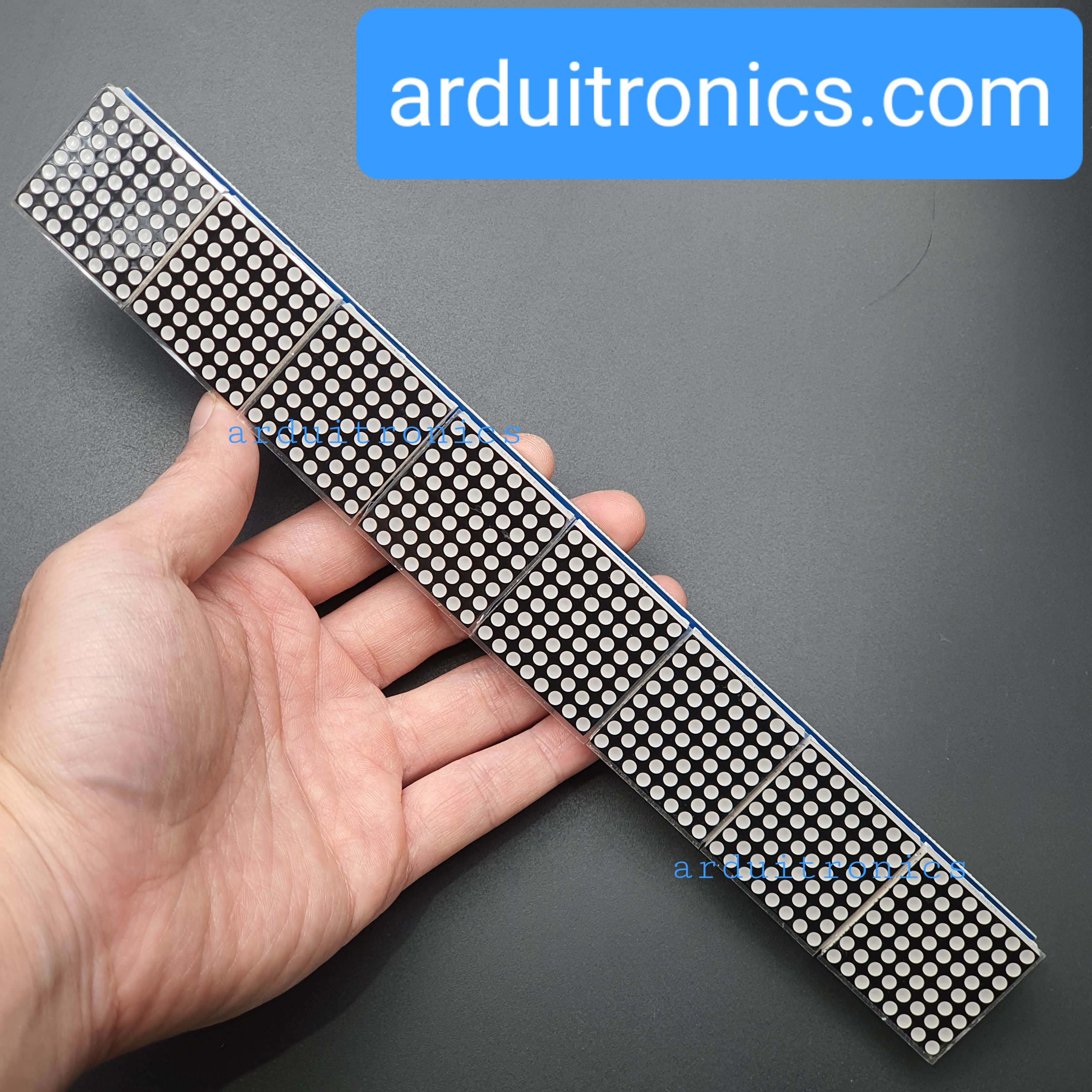 [สีแดง] LED Matrix Driver MAX7219 IC Driver Module + LED Dot Matrix 8x8 ขนาด 32mm x 32mm 8 ชุด (1 x 8)