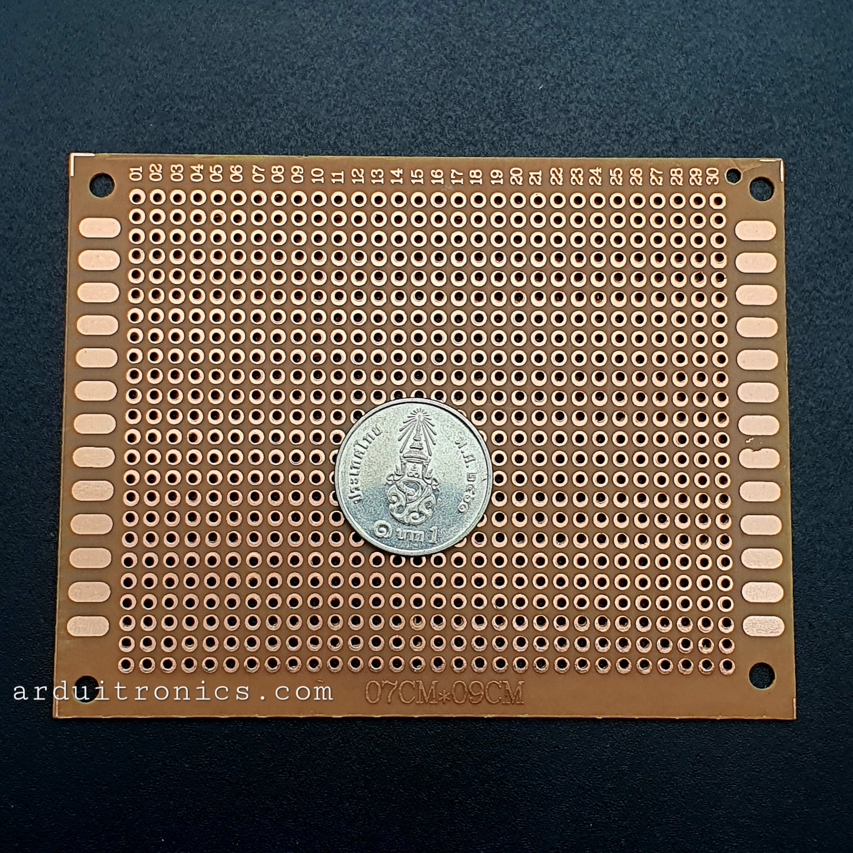 แผ่น PCB ไข่ปลา 1 หน้า ขนาด 7x9cm (สีน้ำตาล) แผ่นปริ๊นอเนกประสงค์ PCB 1 หน้า ไข่ปลา Prototype PCB Board 7x9cm