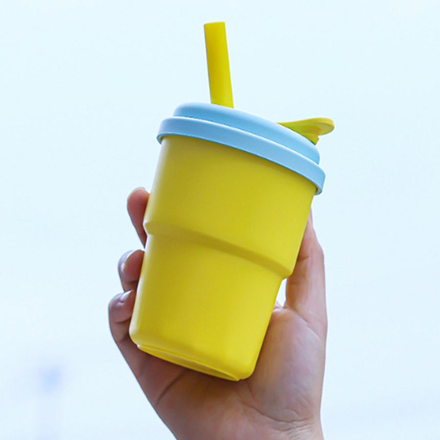 แก้วน้ำ แก้วน้ำพลาสติก ฝาซิลิโคน สีพาสเทล 400ml.