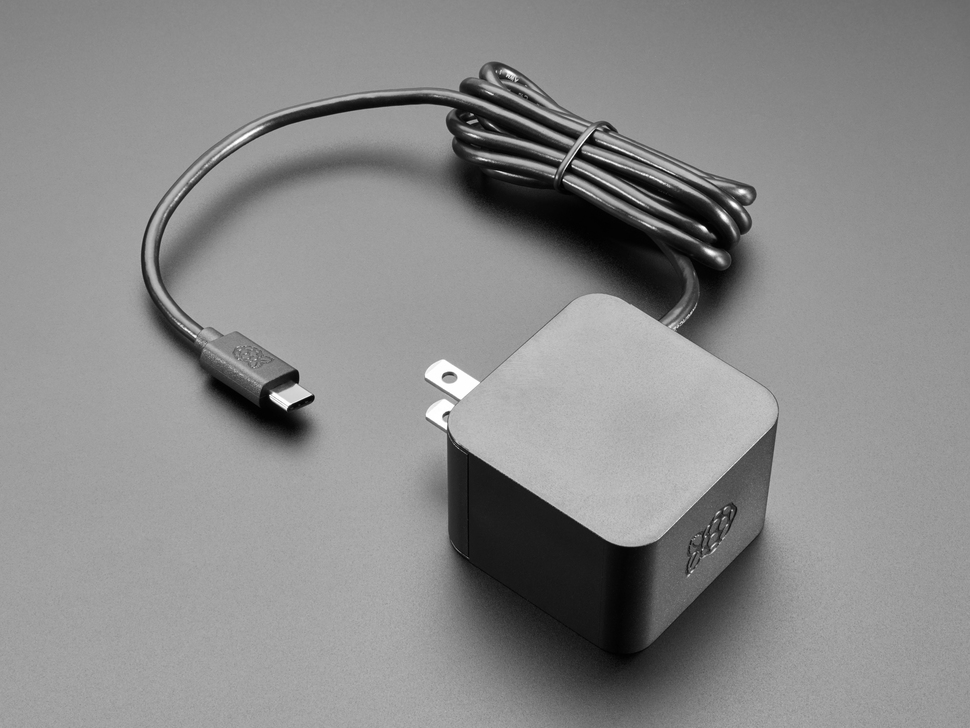 Official Power Supply, USB-C, 5.1V, 5A, Black (US Plug) - Raspberry Pi 5 / 4B